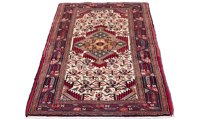 Wollteppich »Hosseinabad Medaillon Rosso chiaro 125 x 80 cm«, rechteckig, Handgeknüpft