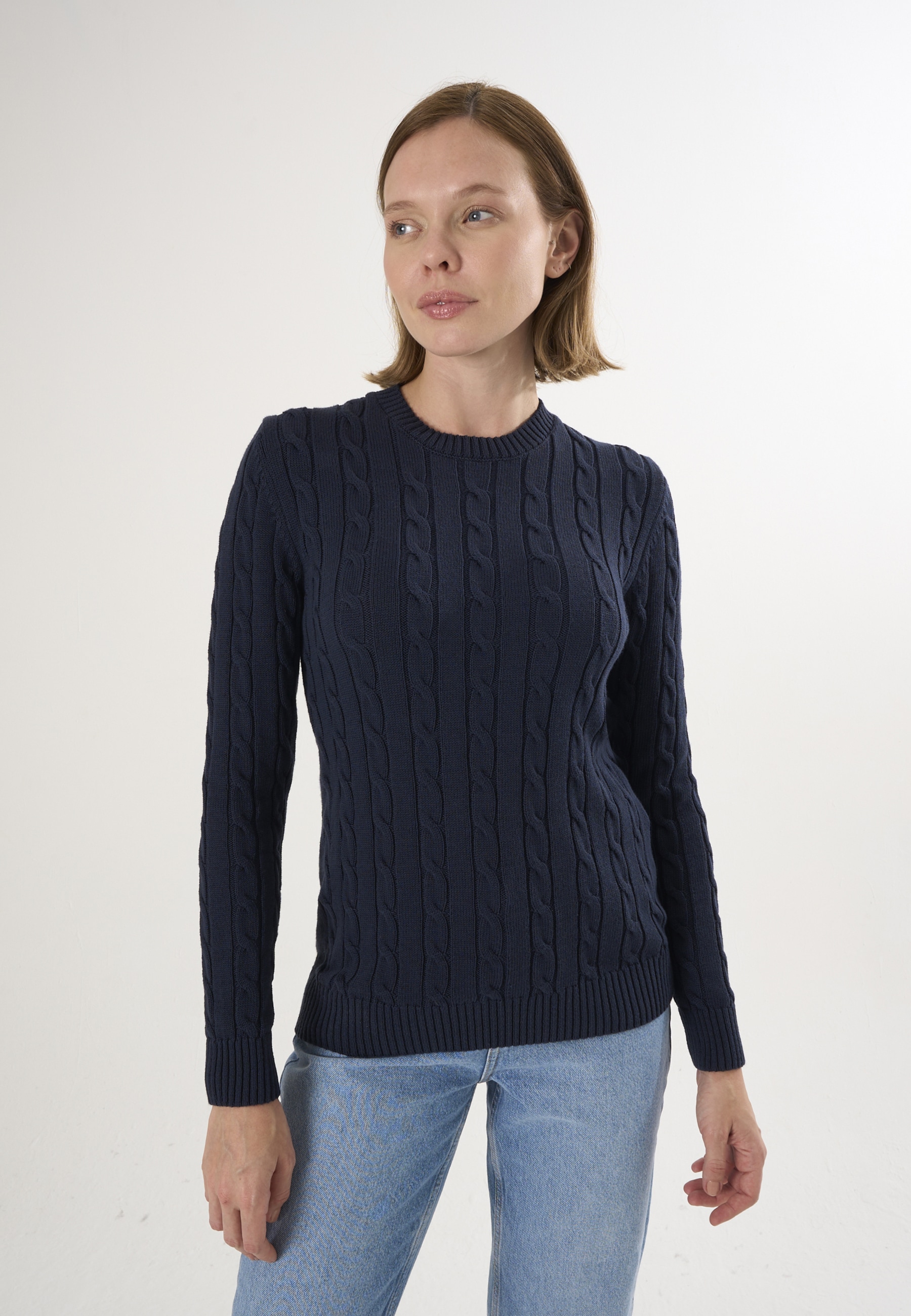 Felix Hardy "Kabelstrick-Pullover mit V-Ausschnitt"