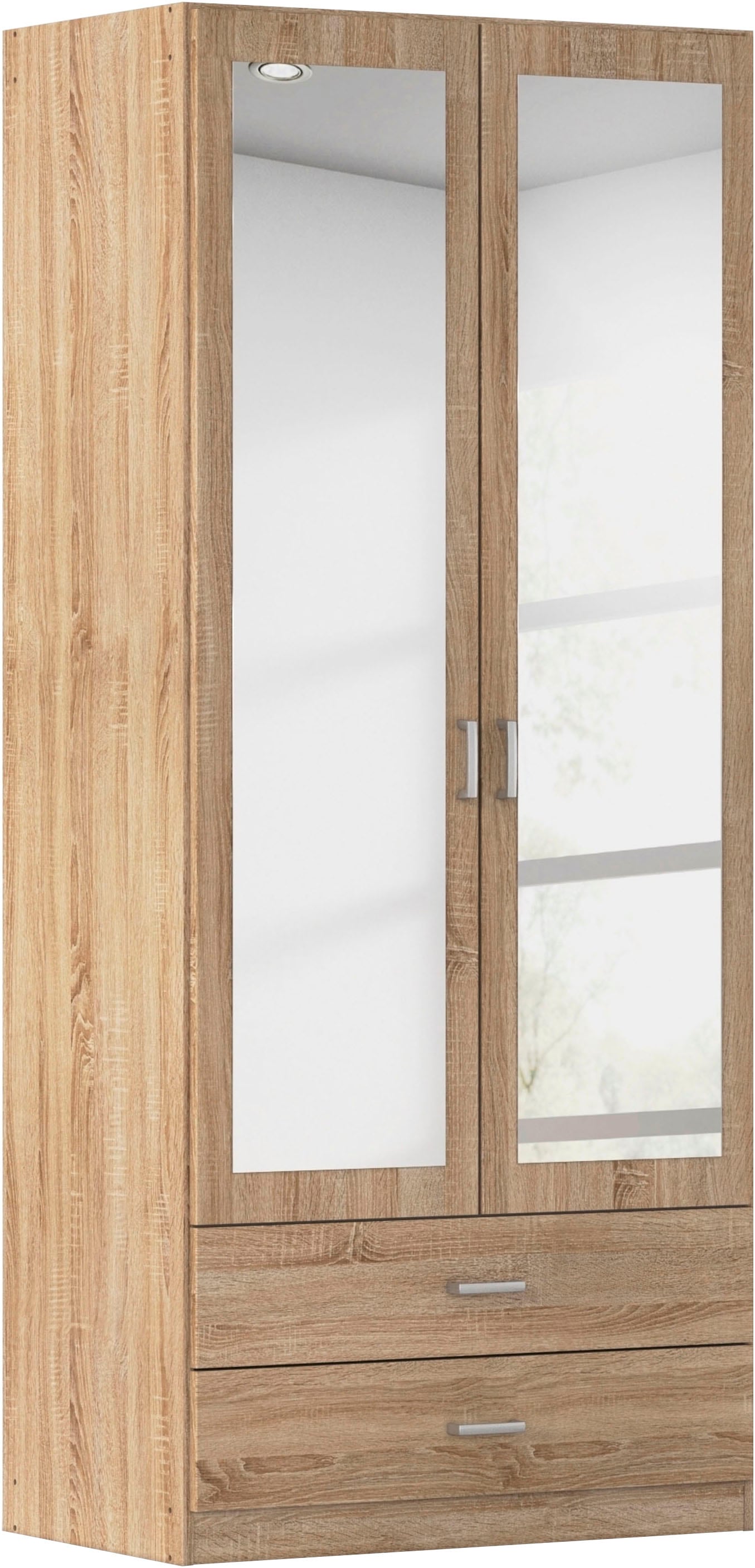 rauch Kleiderschrank "Schrank Garderobe Ankleide GAMMA Breiten 91/136/181/226/271/315/360 cm" in 3 Ausstattungen BASIC/CLASSIC/PREMIUM (inkl. SOFT-CLOSE-Funktion), verschiedene Griff-Varianten, mit Spiegel TOPSELLER MADE IN GERMANY