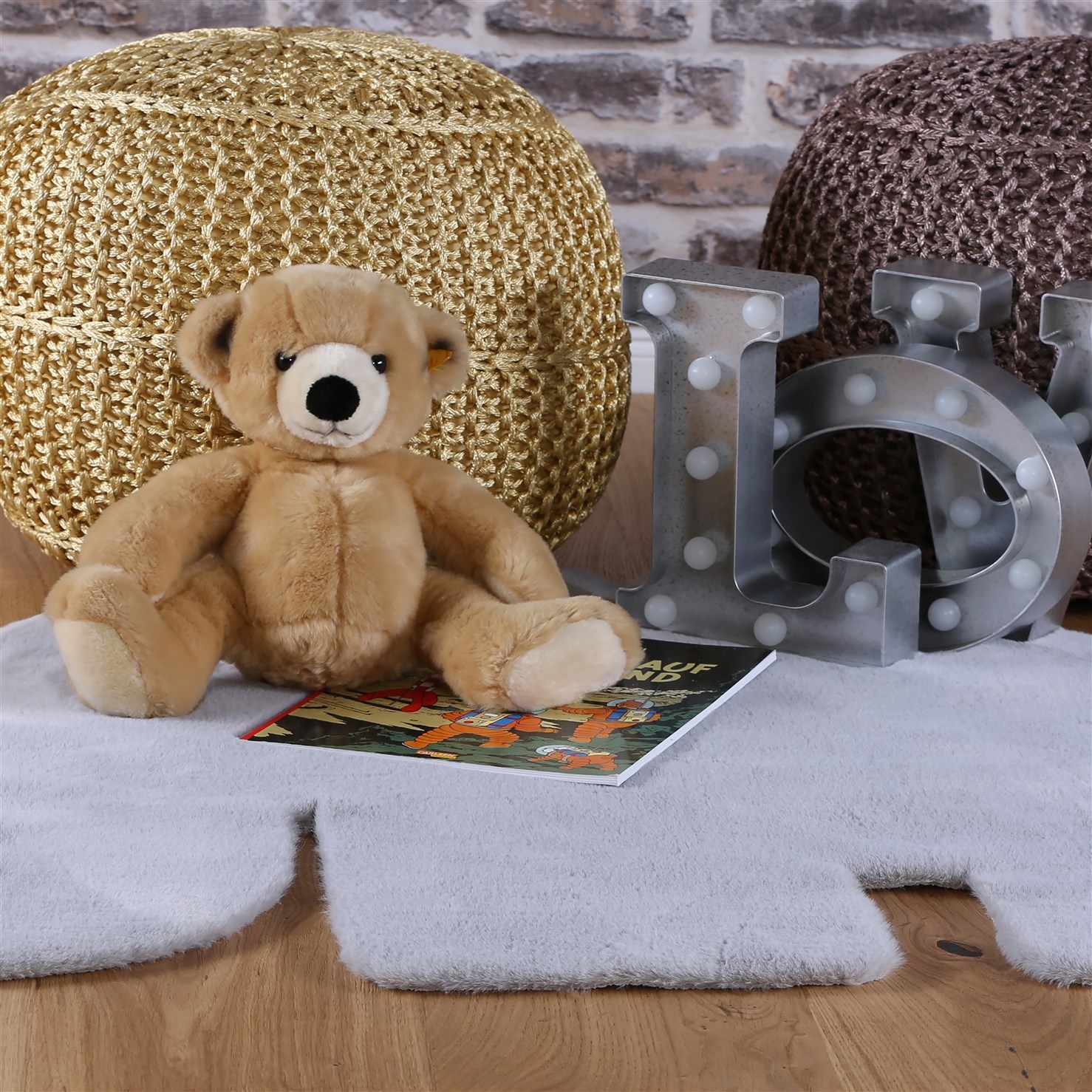 Kayoom Kinderteppich "Lille 864" Motivform 15 mm Höhe Kurzflor, Rabitt, wei günstig online kaufen