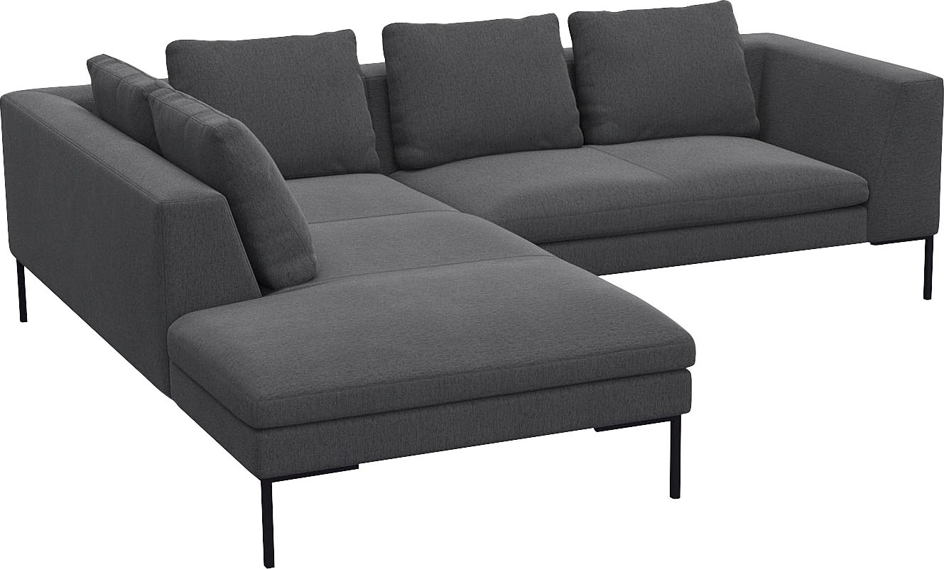 FLEXLUX Ecksofa »Loano, superbequemer Sitzkomfort durch Kaltschaum im Sitz, L-Form«, modernes Sofa, frei im Raum stellbar, lose Kissen, hoher Fuß
