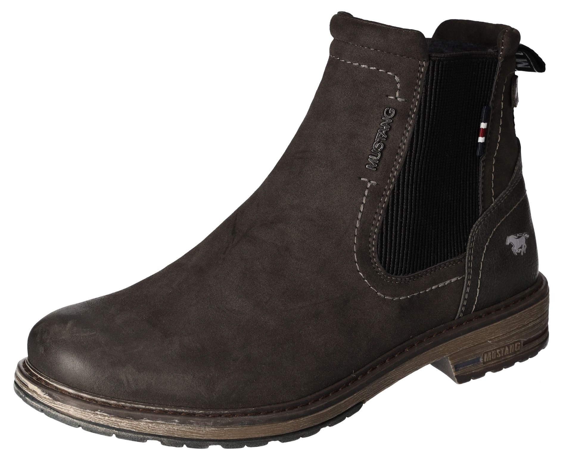 Mustang Shoes Chelseaboots, Schlupfboots, Stiefelette, Blockabsatz, seitlicher Stretcheinsatz