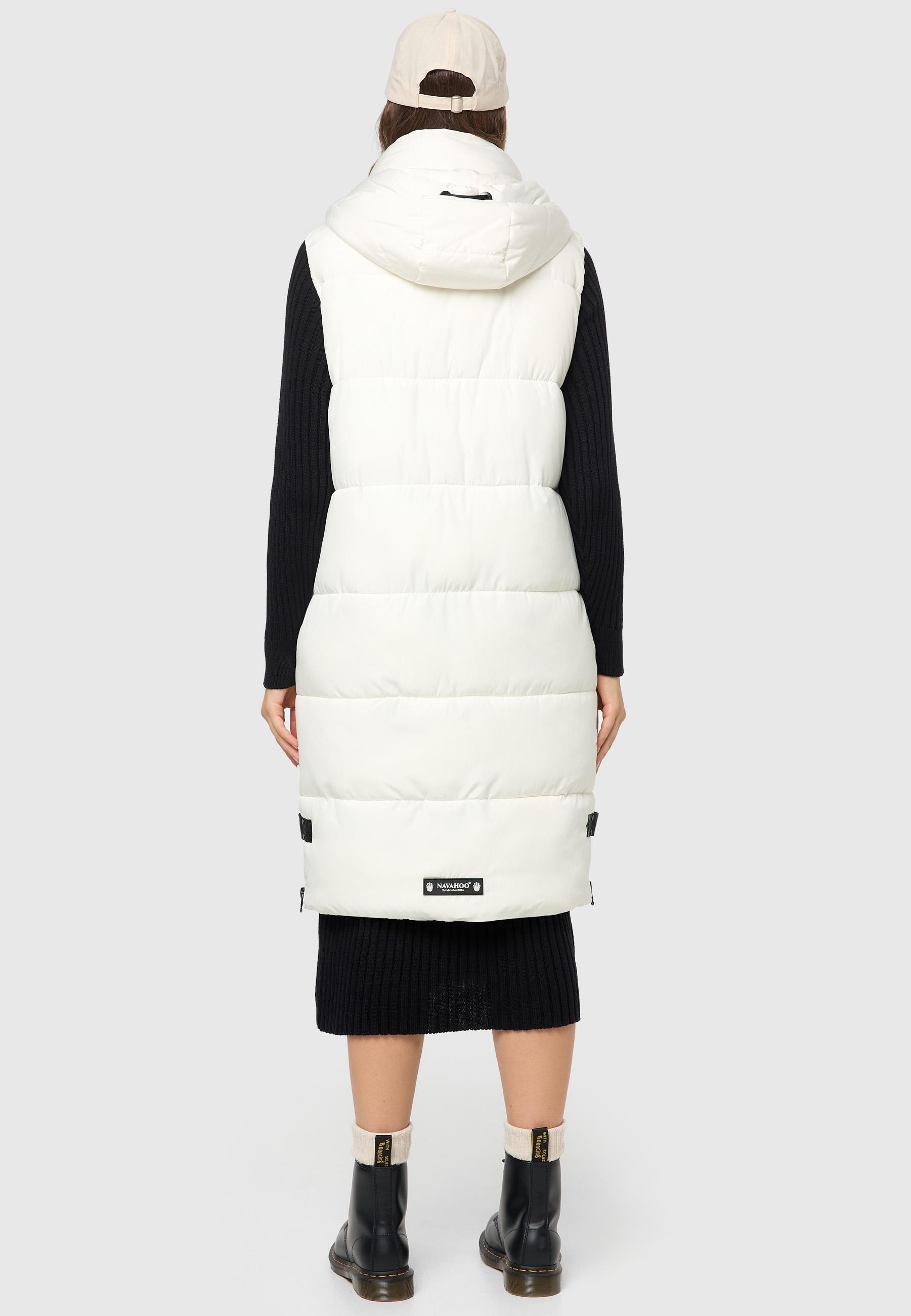 Navahoo Steppweste »Schnuffelchen«, (1 tlg.), warme Damen Outdoor-Weste lang mit Kapuze