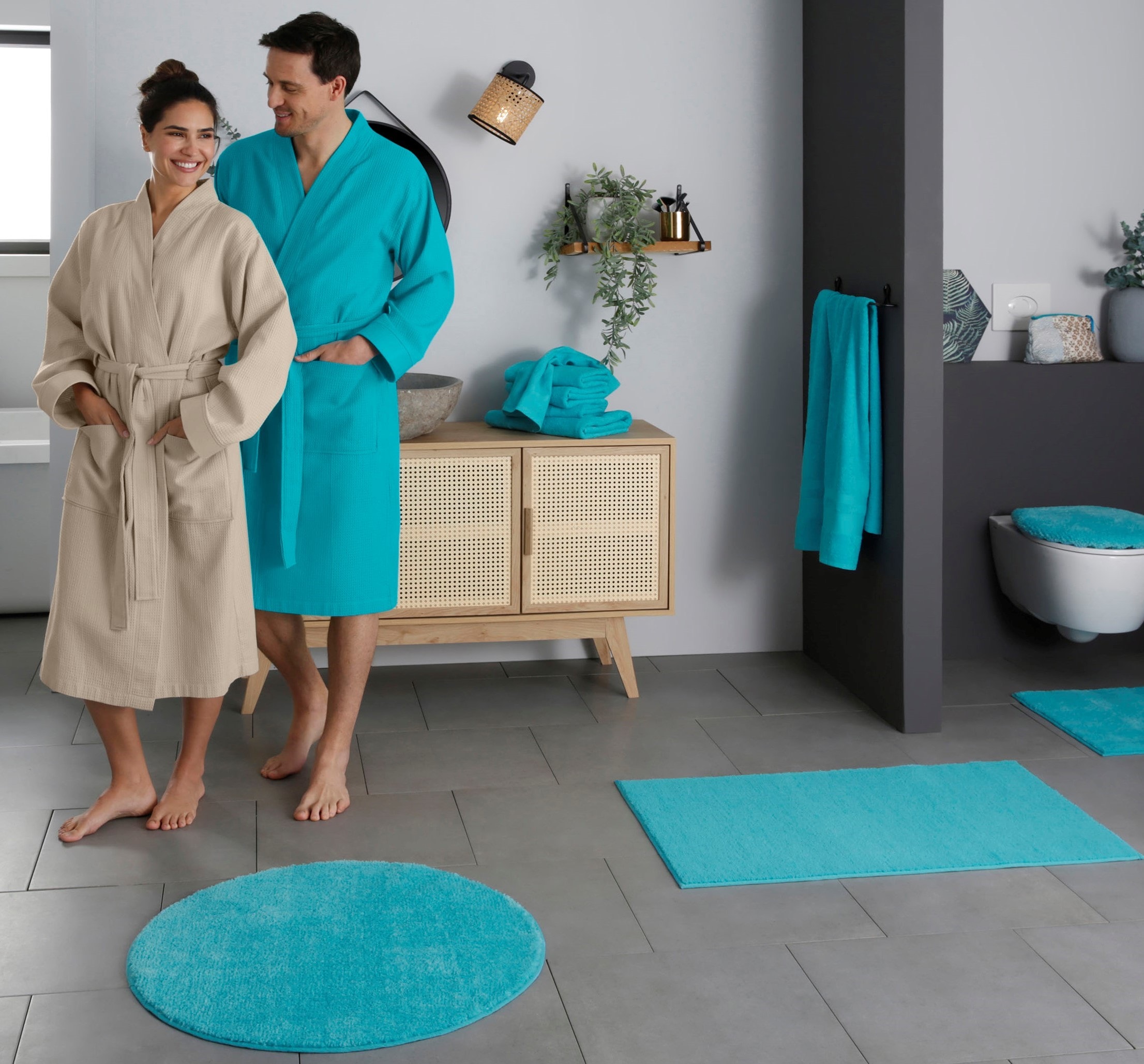 my home Badematte »Vanessa, Badvorleger, Badezimmer Teppich«, rutschhemmend beschichtet, schnell trocknend-fußbodenheizungsgeeignet-strapazierfähig, Badteppich, weiche Haptik, unifarben