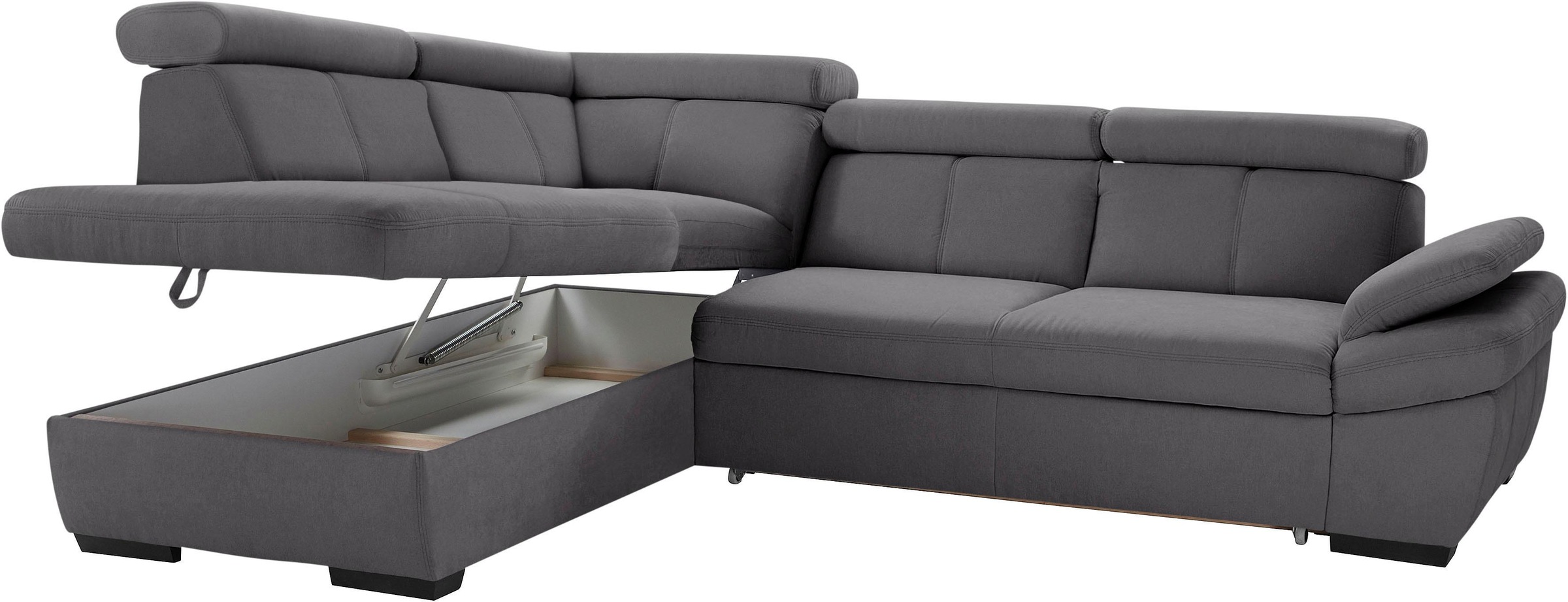 exxpo - sofa fashion Ecksofa »Salerno, klassisch modernes Funktionssofa, hoher Sitzkomfort, L-Form«, inkl. Kopf- und Armteilverstellung, wahlweise mit Bettfunktion