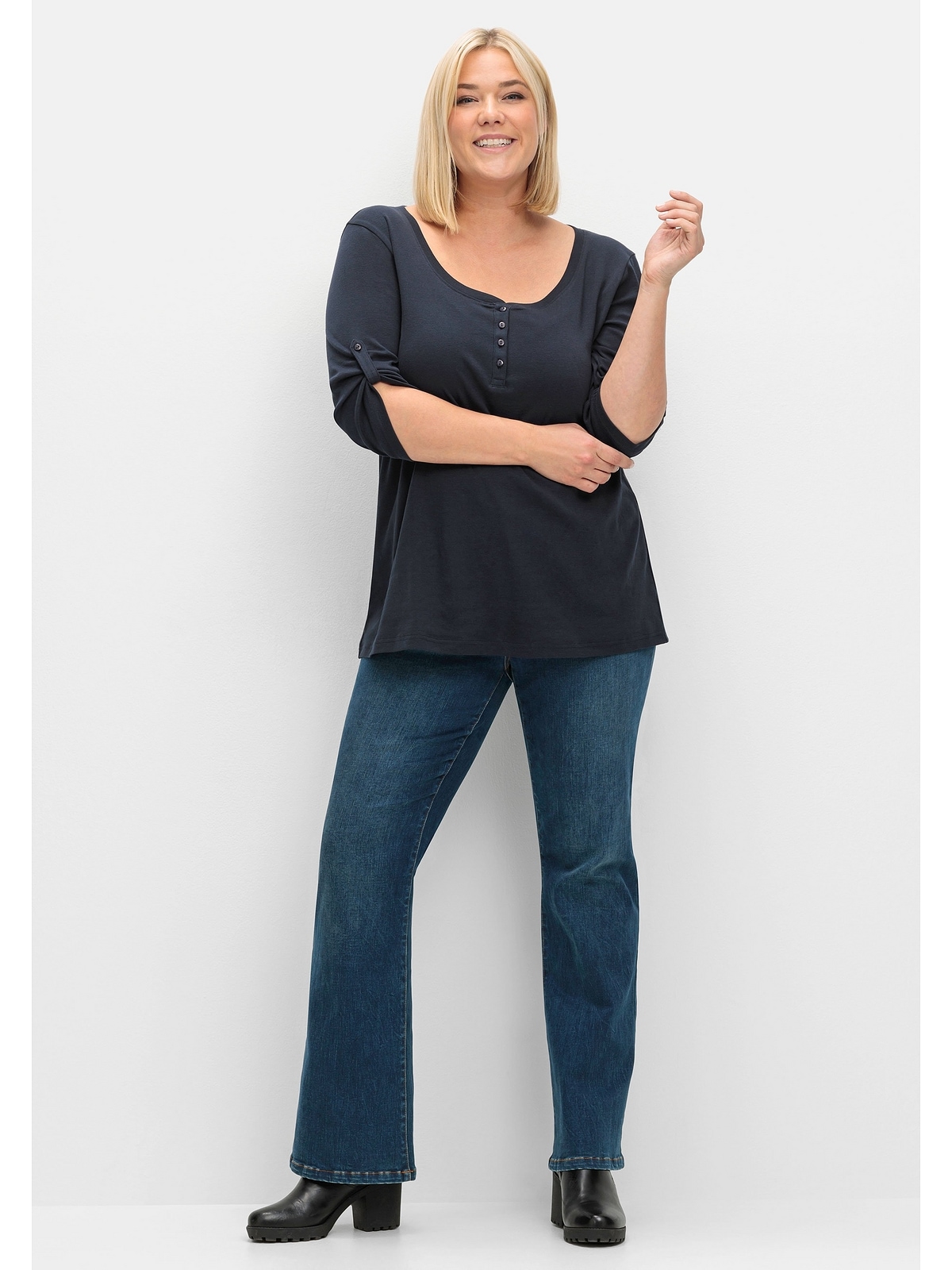 Sheego 3/4-Arm-Shirt »Große Größen«, aus reiner Baumwolle