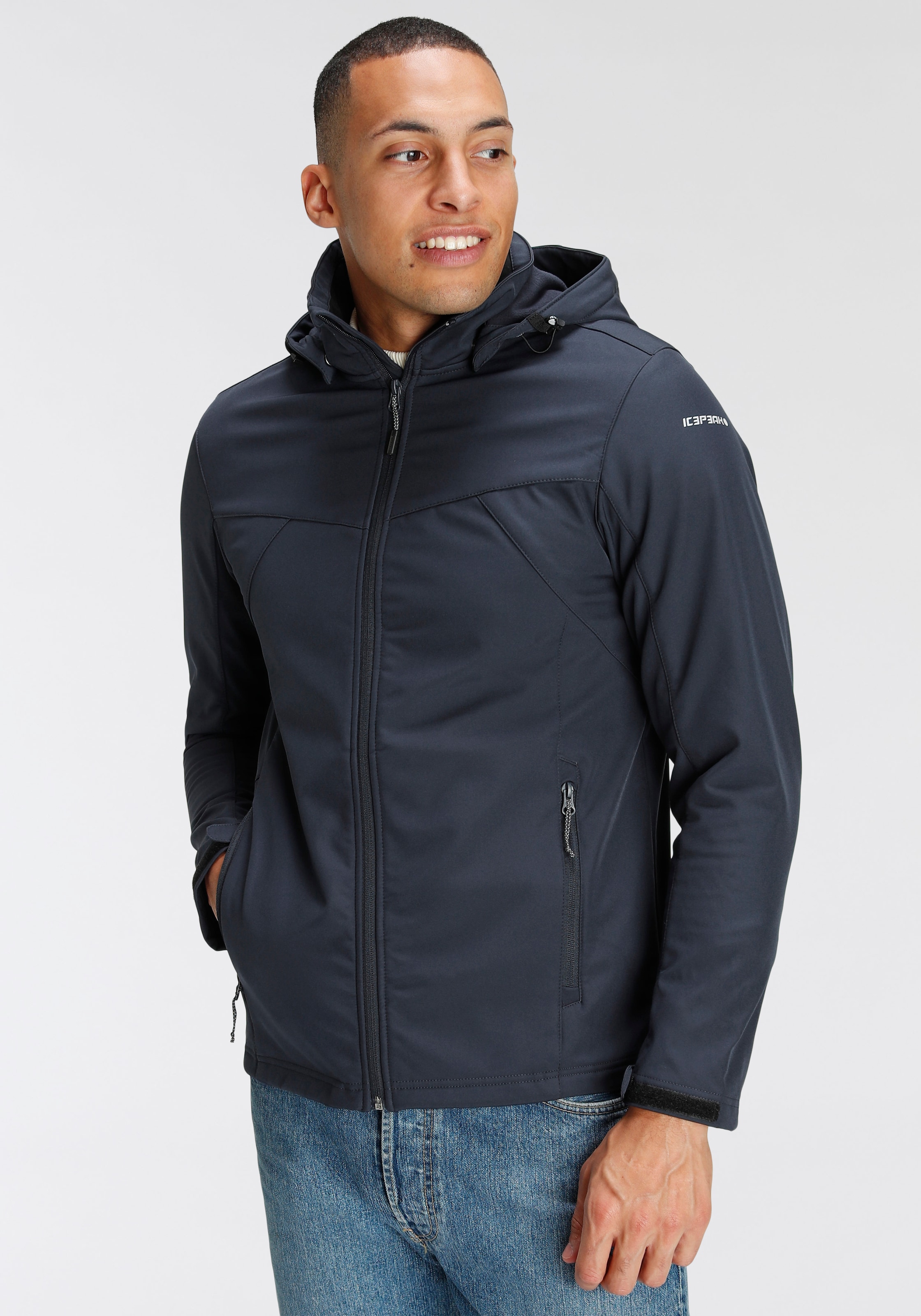 Icepeak Softshelljacke "ICEPEAK BRIMFIELD" mit Kapuze winddicht, wasserabweisend, mit abnehmbarer Kapuze, atmungsaktiv