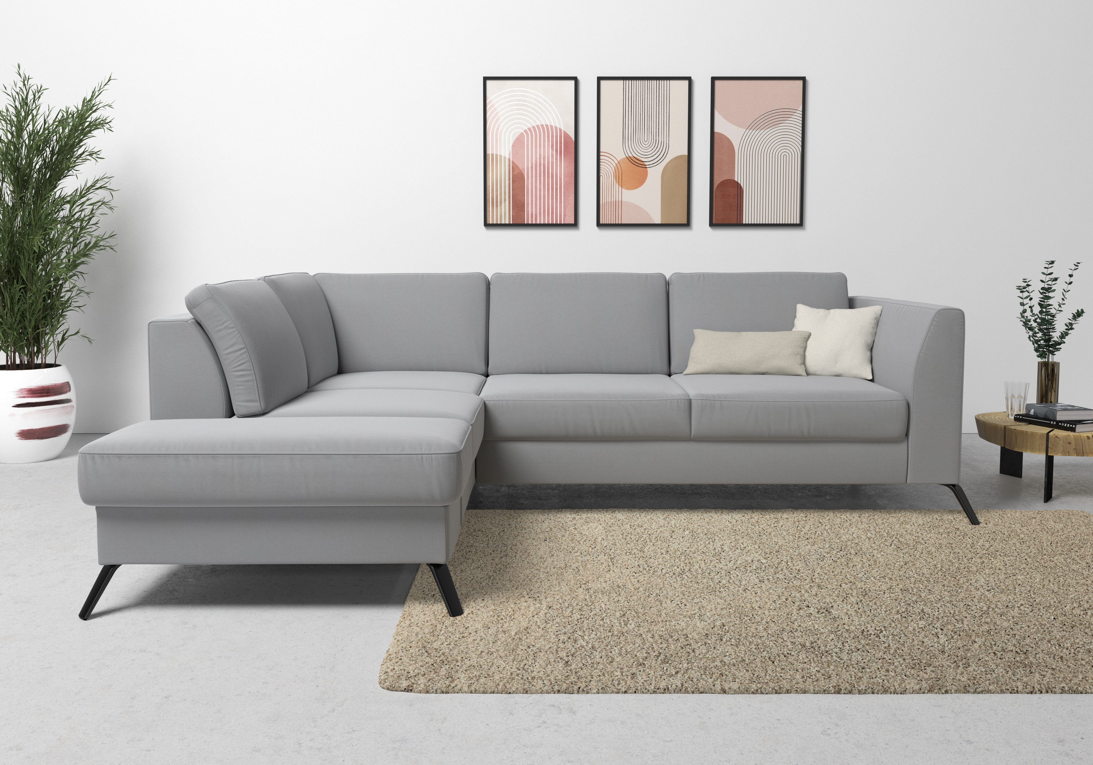 sit&more Ecksofa "Olsen L-Form" inklusive Sitztiefenverstellung, optional Schlaffunktion, 15cm hoch