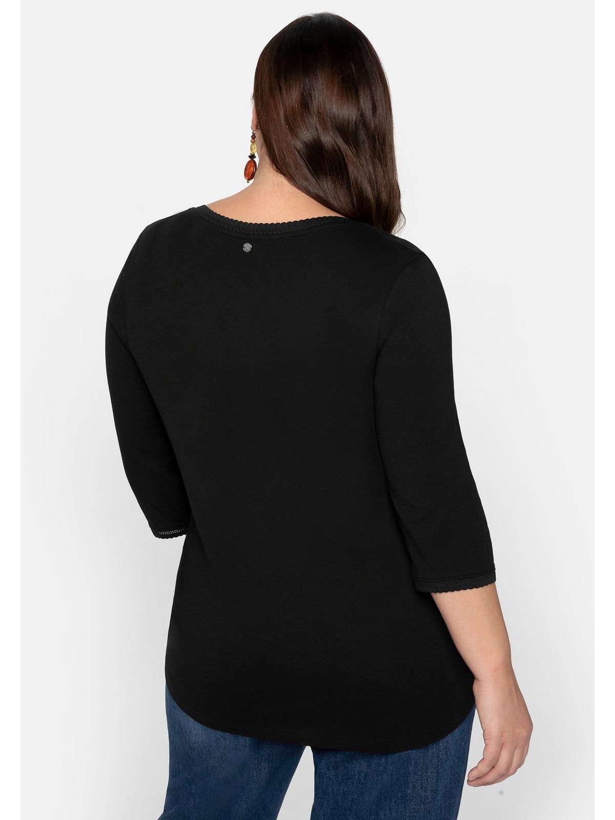 Sheego 3/4-Arm-Shirt »Große Größen«, mit Bogenkante, in leichter A-Linie  für bestellen | BAUR