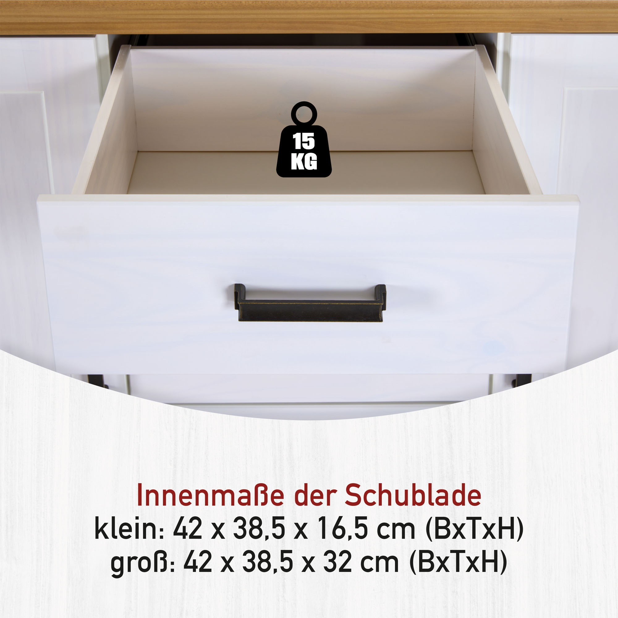 Inter Link Sideboard »Maluno« 1 Stk. tlg. Kiefer Massiv, Soft-Close, Stauraum, BxTxH: ca. 166,4 x 48,3 x 104 cm