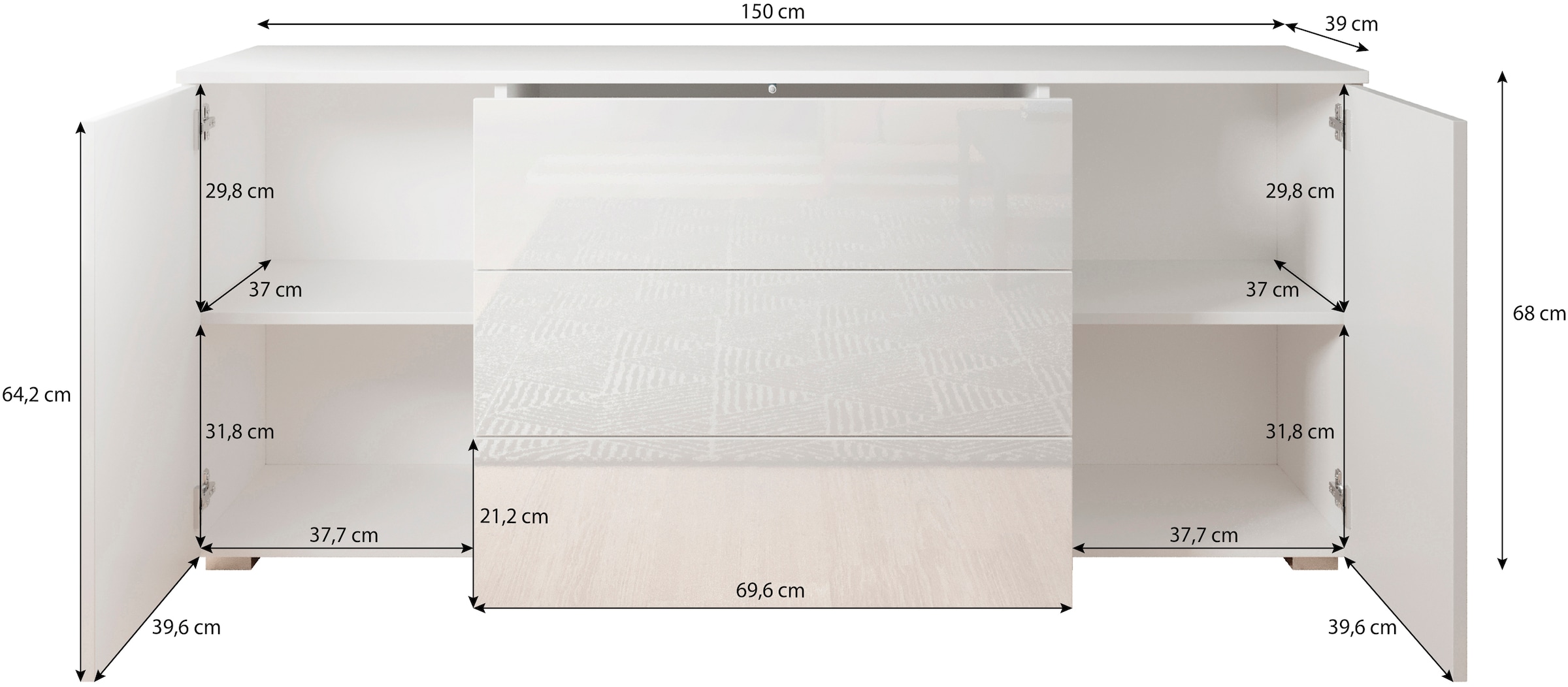 INOSIGN Sideboard »PARIS«, Breite 150 cm | BAUR