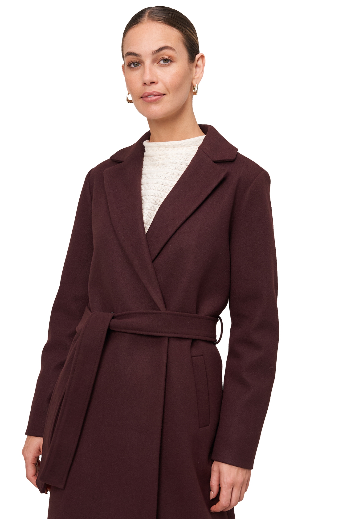 Zero Wintermantel »zero Damen Mantel Wolloptik mit Bindegürtel«