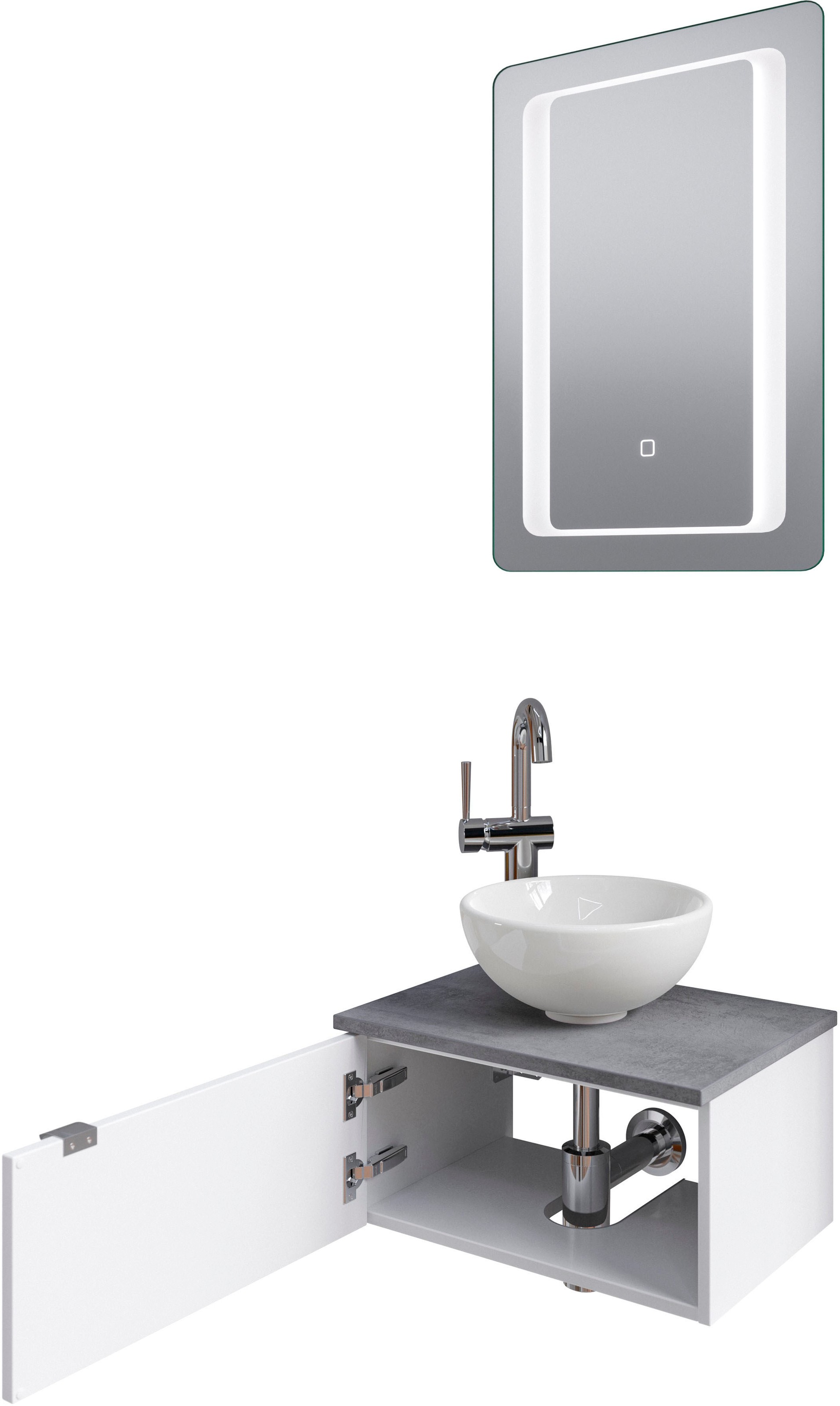 Saphir Badmöbel-Set »Serie 6915«, (4 St.), Gäste-Bad, 51 cm breit, mit LED-Spiegel und 1 Tür