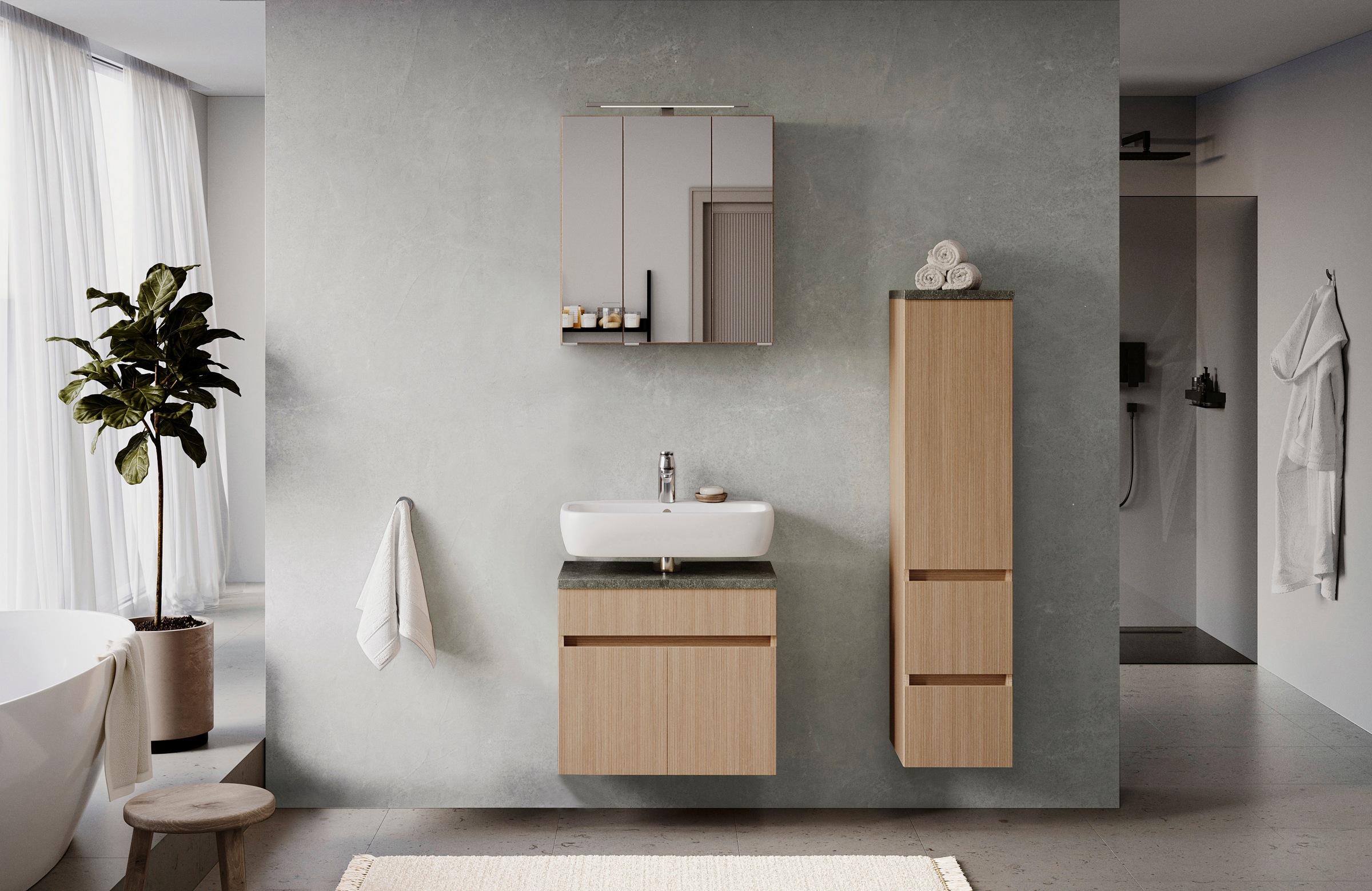 welltime Badmöbel-Set "EIXO, Set aus Spiegelschrank, Unterbeckenschrank und günstig online kaufen