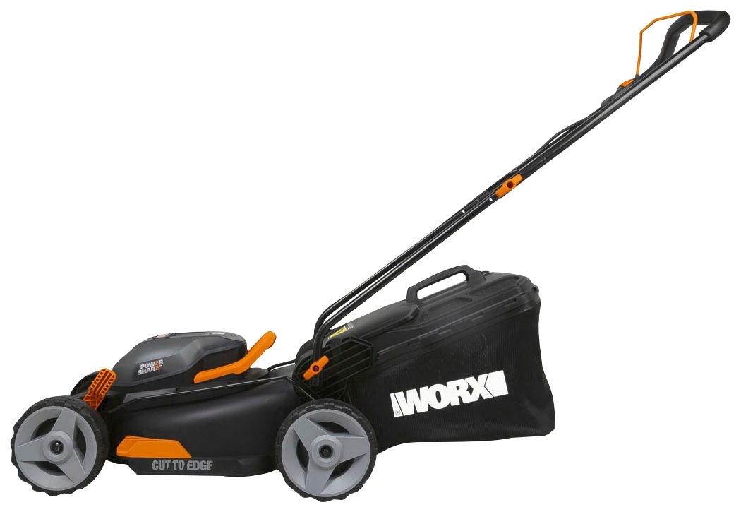 Thumbnail - Worx Akkurasenmäher "WG743E" 40V/ 2x4Ah 500m², 40cm/20-80mm, 45 Liter