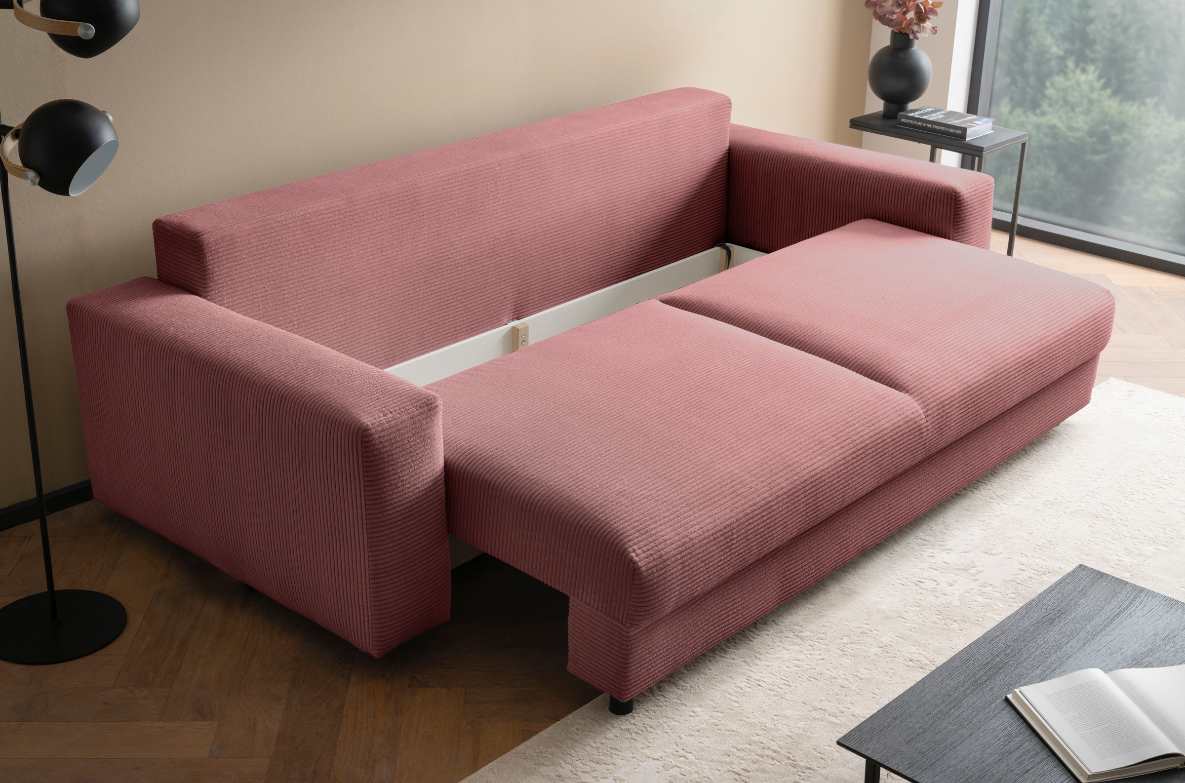 LeGer Home by Lena Gercke Schlafsofa »Imoga, Polster mit Schlaffunktion, 3-Sitzer Sofa, Couch mit Bettkasten«, in modernen Farben und Stoffen, Bettfunktion, Liegefläche: 200x150 cm