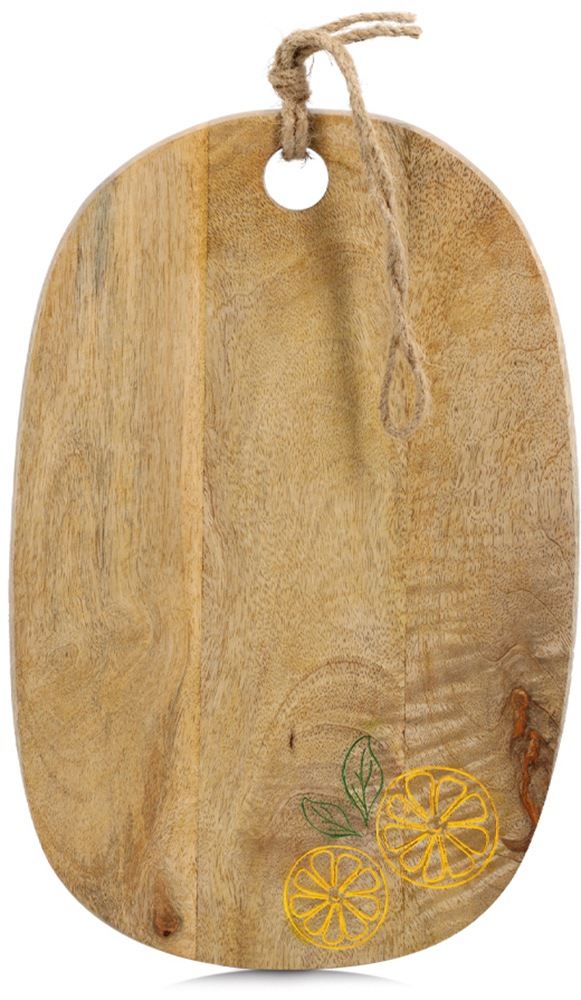 Zeller Present Servierbrett »Schneide-/Servierbrett "Lemon", Mangoholz«, Zitronenmotiv, natürliches Material