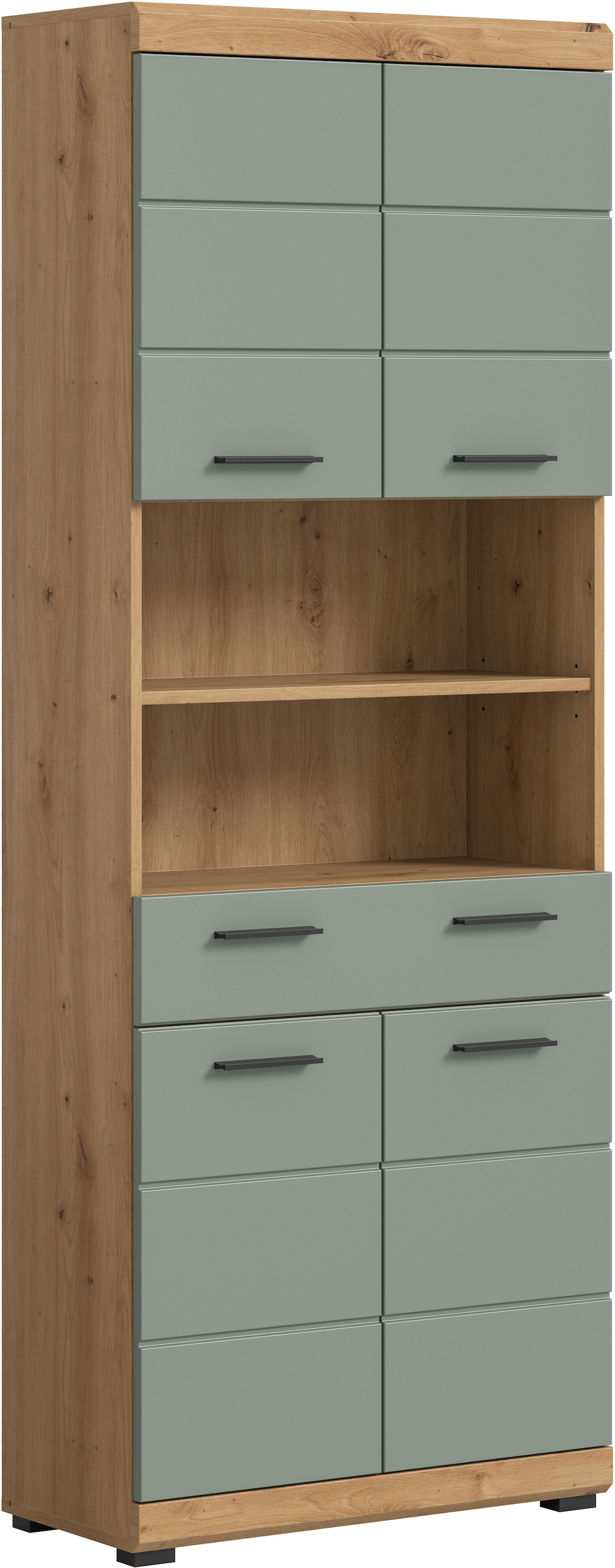 Hochschrank »Siena, Breite 74cm, 4 Türen, 1 Schubkasten, 2 offene Fächer, MDF-Front«,...