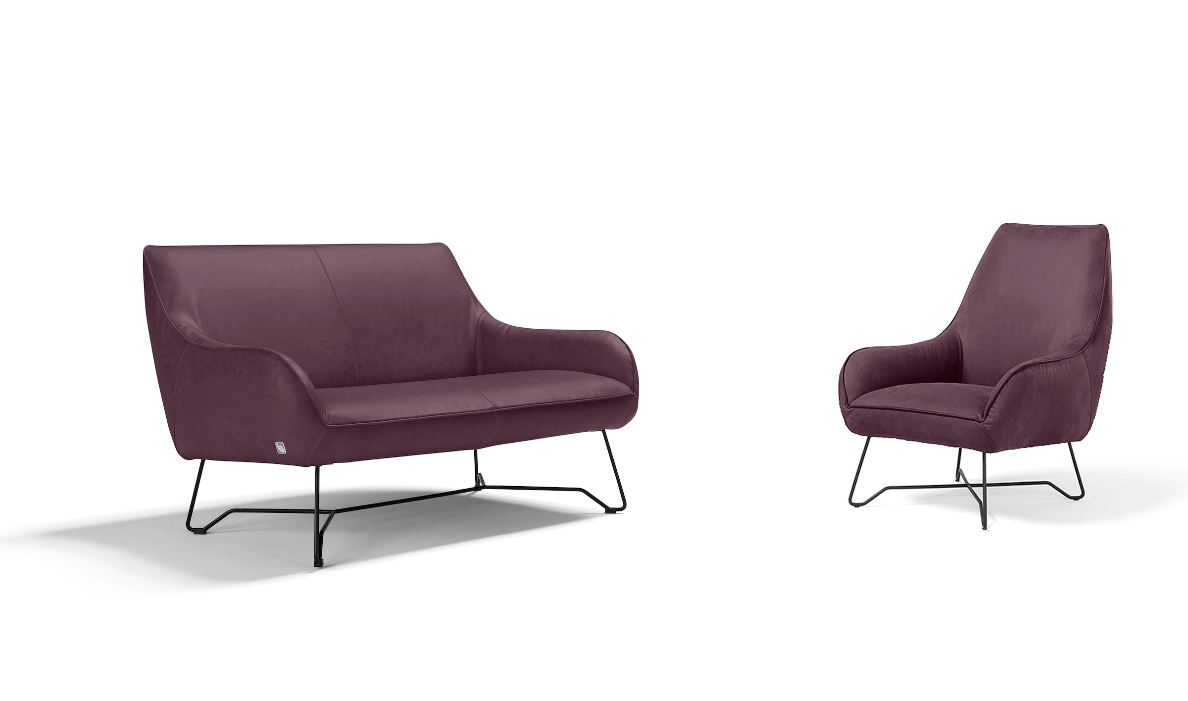 Egoitaliano Polstergarnitur »Namy, Designobjekt mit hohem Sitzkomfort und toller Detailverarbeitung«, Set aus 2-Sitzer und Sessel, edles Metallgestell