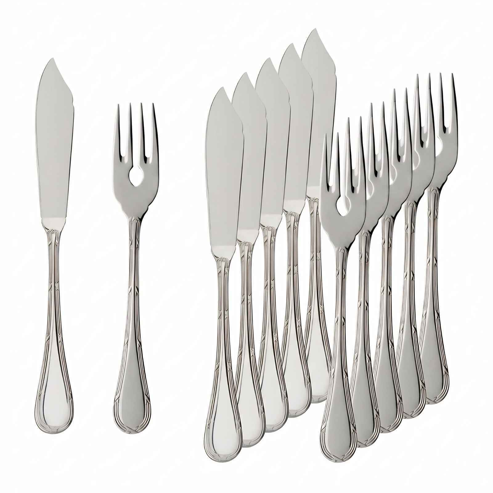 Villeroy & Boch Fischbesteck "Fischbesteck Kreuzband Septfontaines 6er Set silber" Spülmaschinenfest
