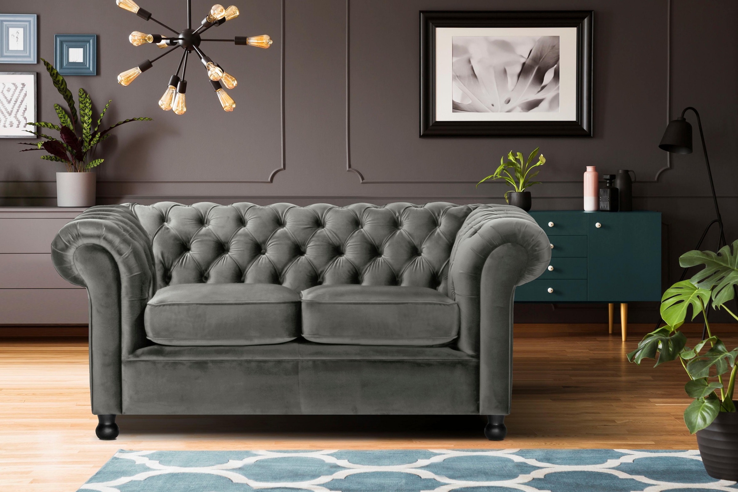 Home affaire Chesterfield-Sofa »Chesterfield Home 2-Sitzer«, mit edler Knopfheftung und typischen Armlehnen