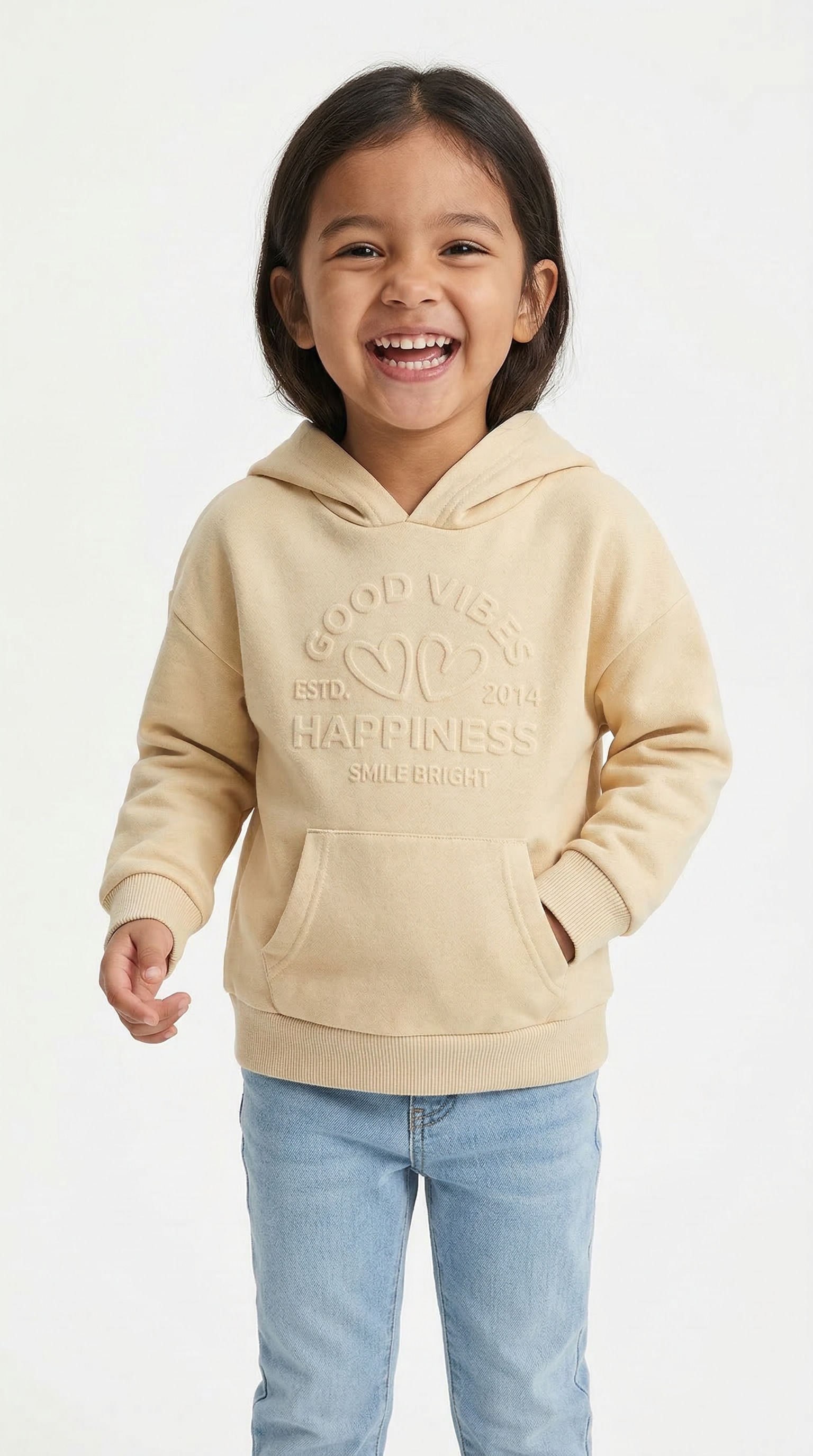 Zwillingsherz Hoodie ""Happiness Vibes"", Mini-Me,mit Stickerei und positiver Botschaft