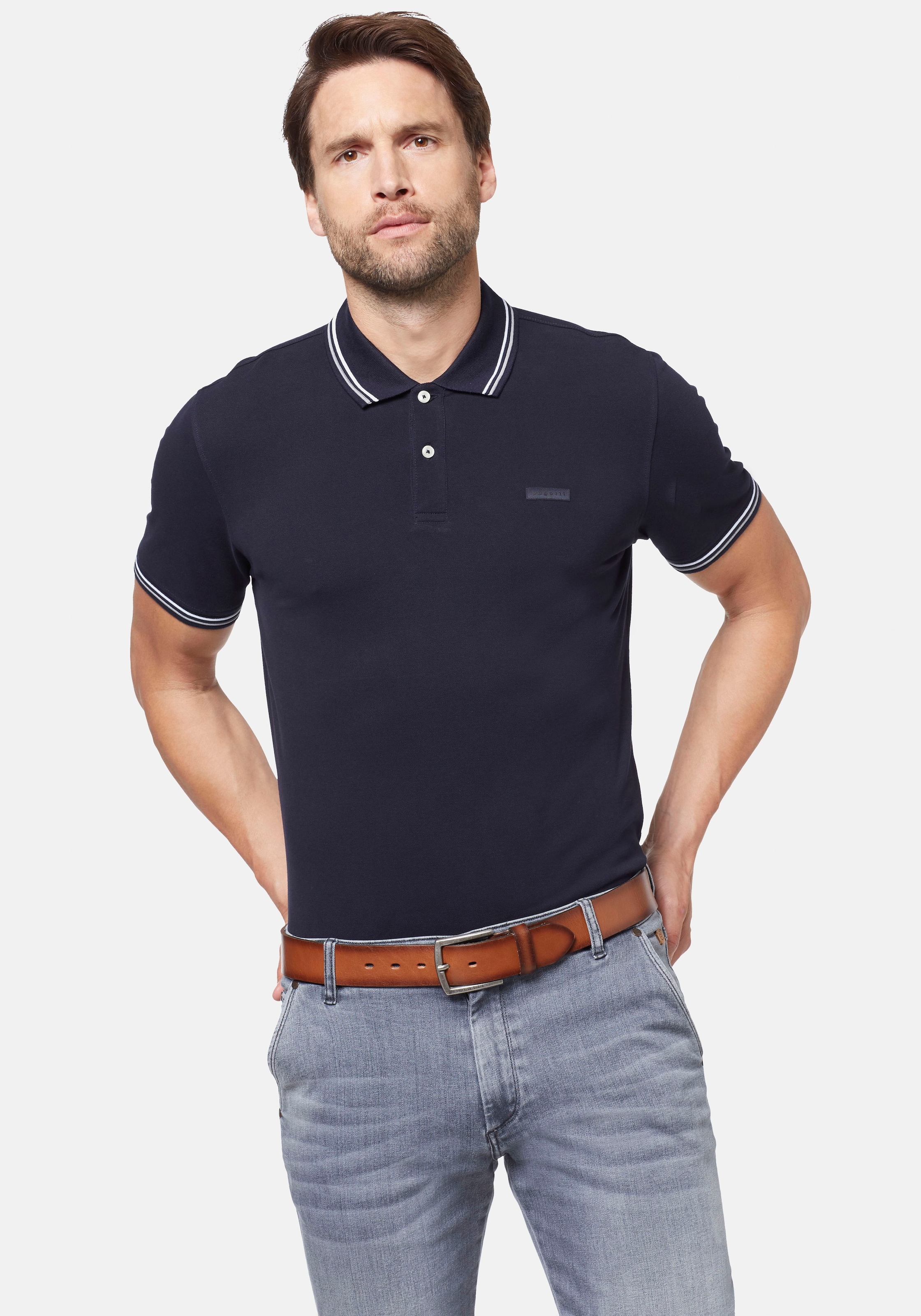 Kontraststreifen Poloshirt, BAUR ▷ sportiven kaufen mit | bugatti