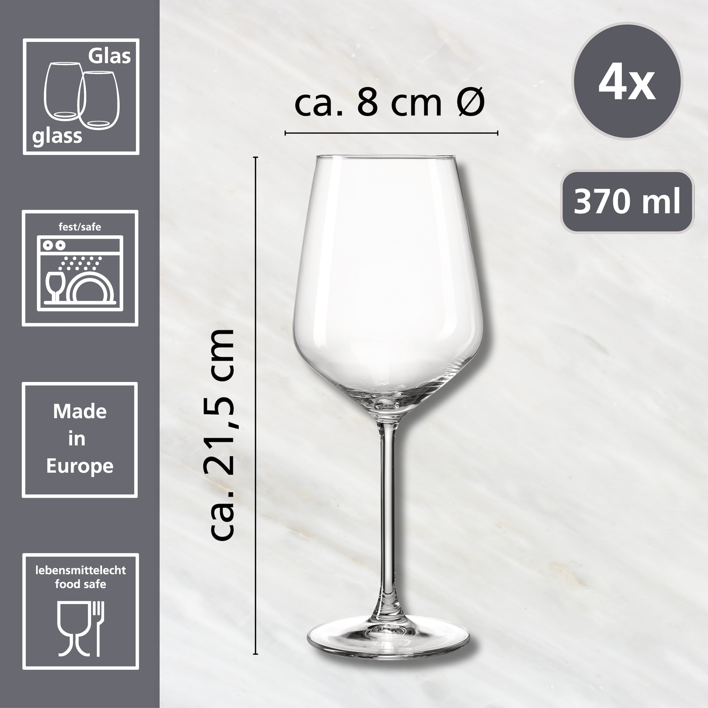 Ritzenhoff & Breker Weißweinglas »Rumba«, (Set, 4 tlg.), 4er Set, je 370 ml