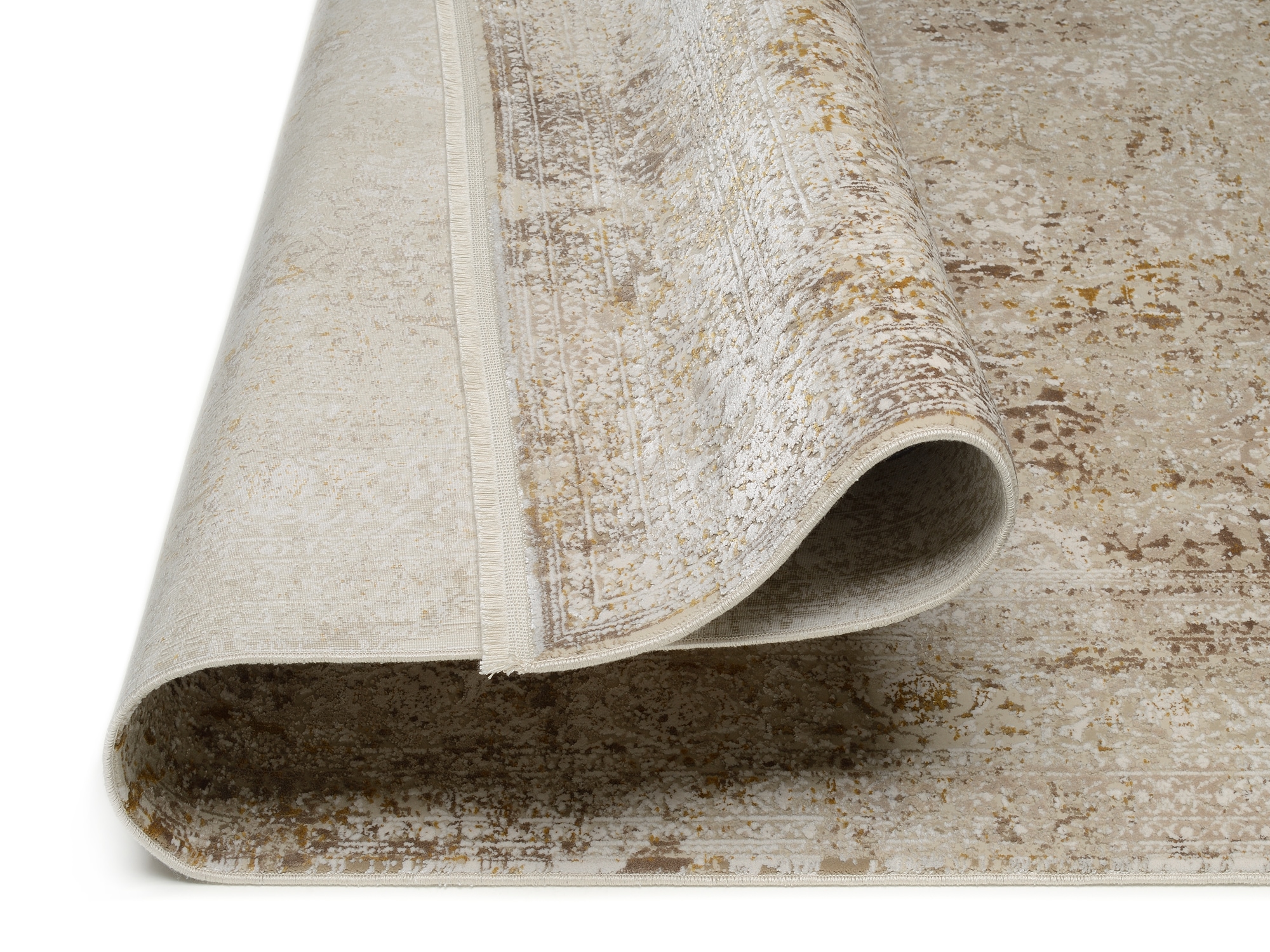 OCI DIE TEPPICHMARKE Teppich »BESTSELLER CAVA«, rechteckig, 8 mm Höhe, Glanz Viskose, mit Fransen, Hoch Tief Struktur, Vintage, Wohnzimmer