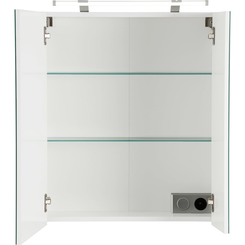 Schildmeyer Spiegelschrank »Dorina«, Breite 60 cm, 2-türig, LED-Beleuchtung, Schalter-/Steckdosenbox