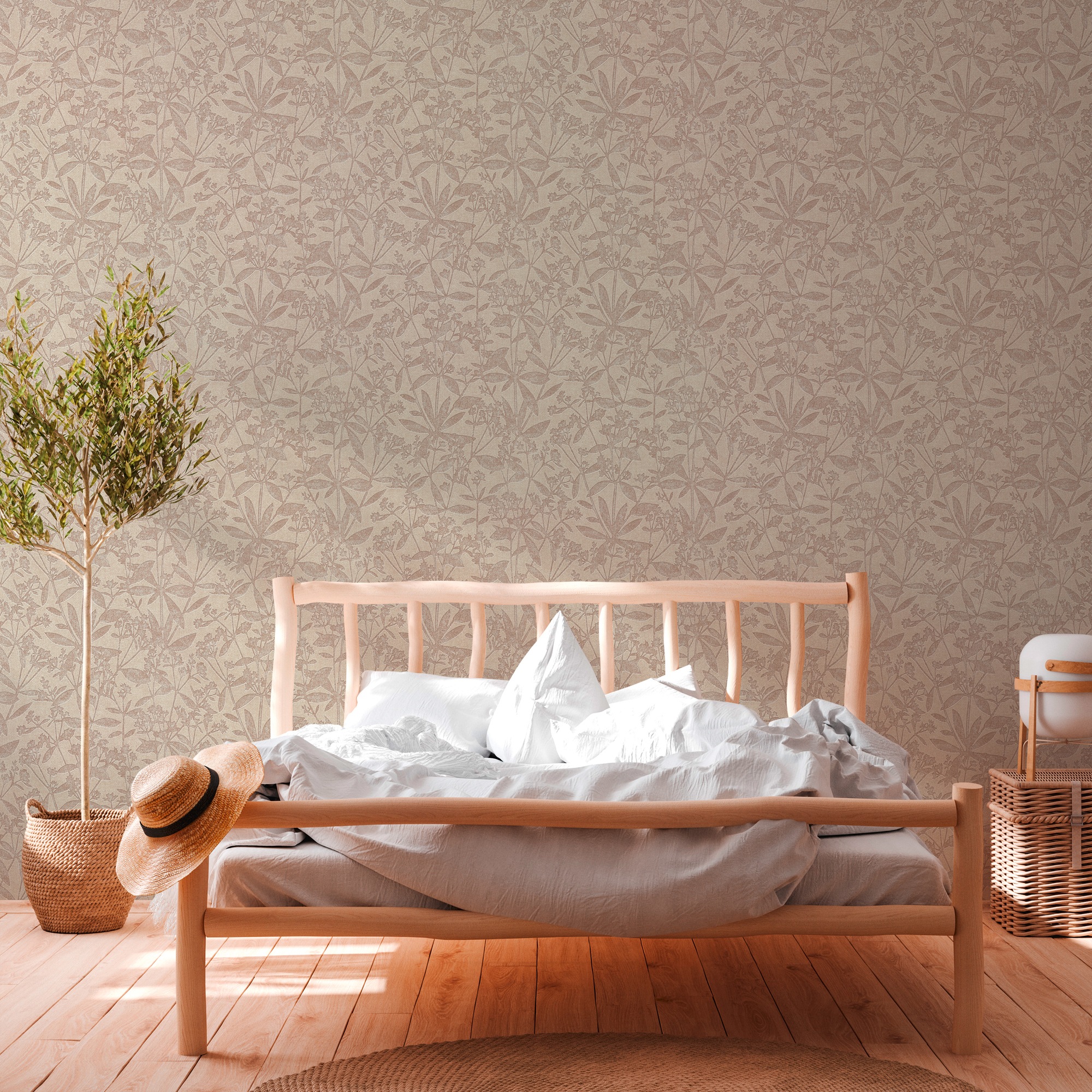 A.S. Création Vliestapete »Terra Tapete Blätter Floral«, matt-gemustert-neutral, Natur-Tapete Landhaus Tapeten Wohnzimmer Schlafzimmer Küche modern