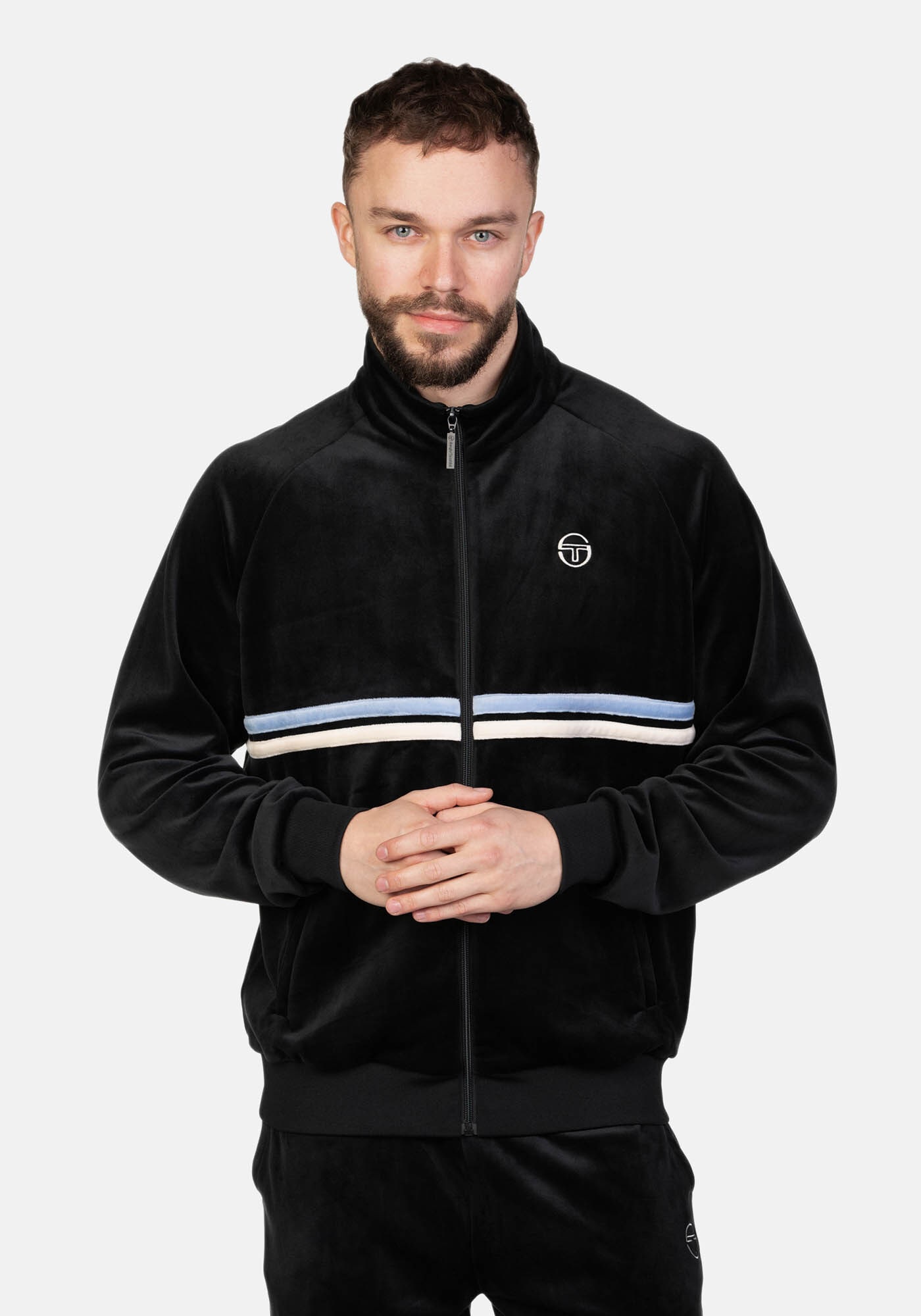 Sergio Tacchini Trainingsjacke »DALLAS 024 VELOUR TRACKTOP Herren«, ohne Kapuze, Trainingsjacke Herren, leichte Jacke, Velour, Sportjacke, Outdoor,Sale