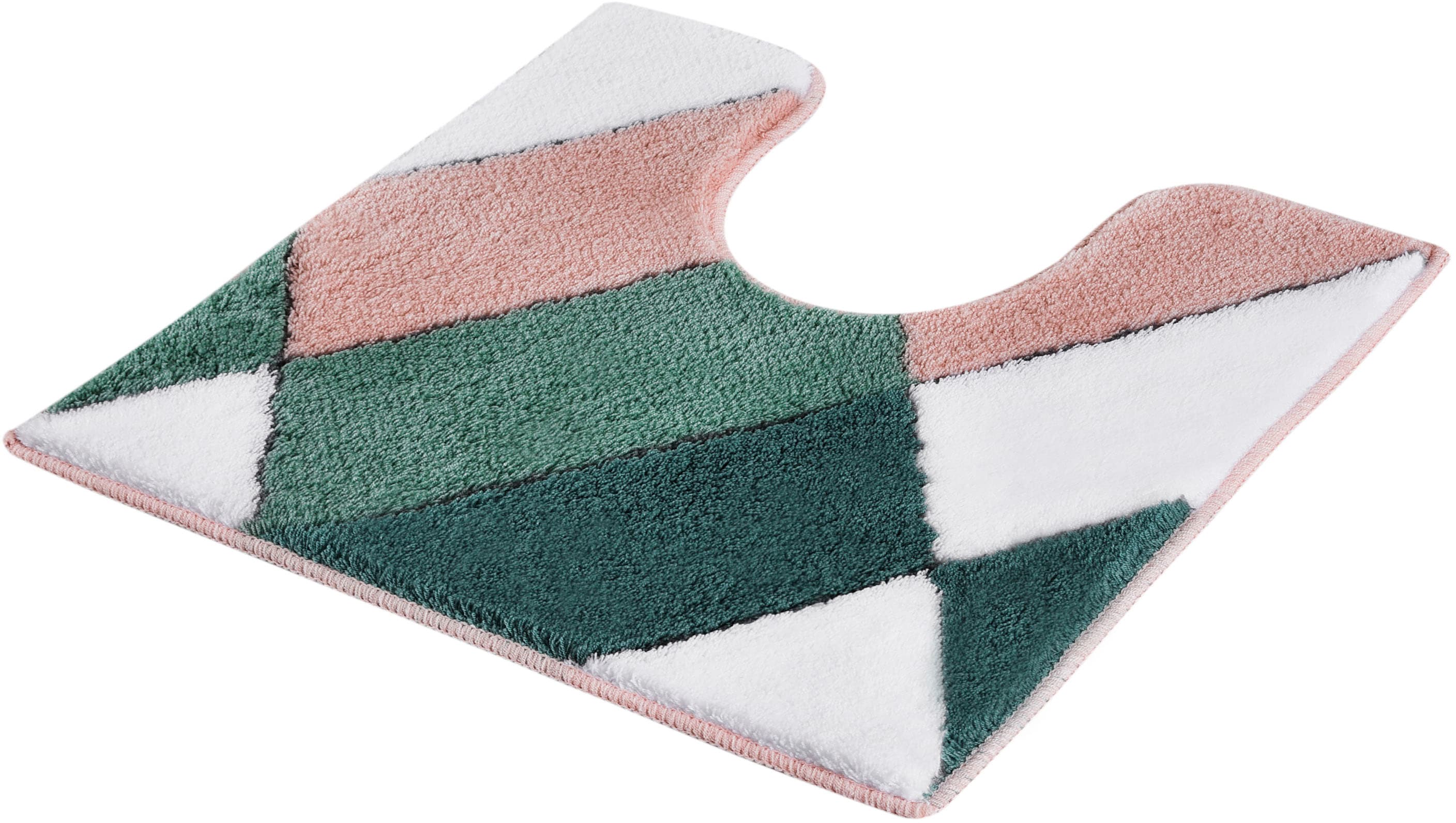 Kleine Wolke Badematte "Ayana, Badvorleger, Badezimmer Teppich" Höhe 15 mm rutschhemmend beschichtet fußbodenheizungsgeeignet Badteppich, modernes Rauten Design, leichter Hoch-Tief Effekt