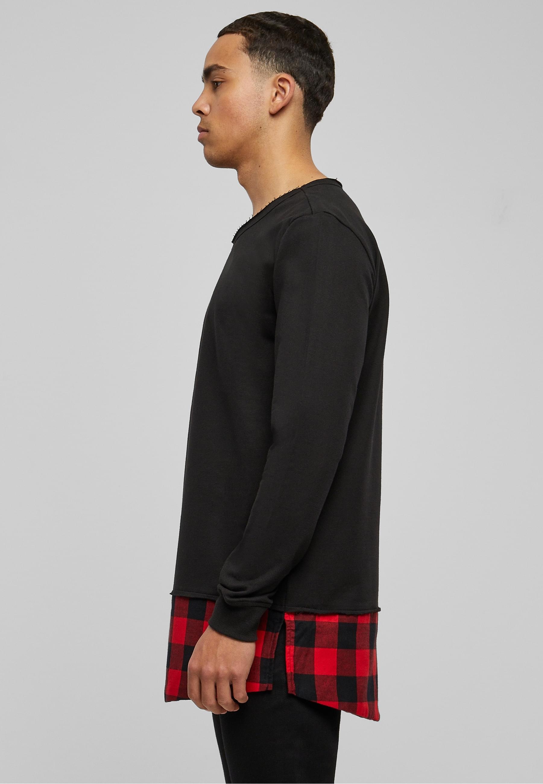 URBAN CLASSICS Rundhalspullover »Urban Classics Herren Long Flanell Bottom Open Edge Crewneck«