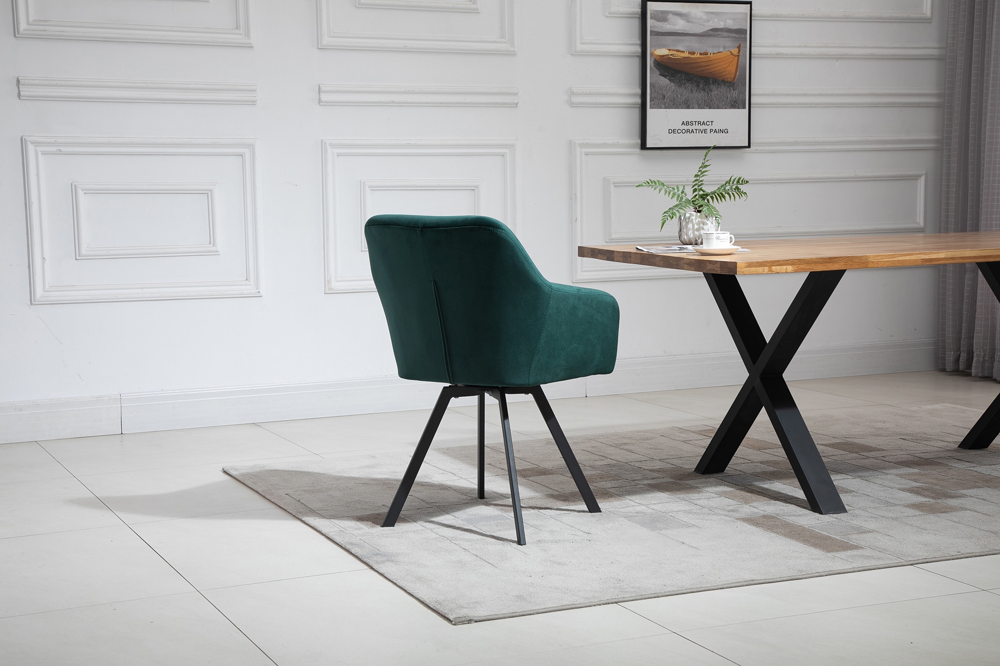 SalesFever Essgruppe, (Set, 5 tlg.), Stühle mit 360° Drehplatte unter der Sitzfläche, mit echter Baumkante