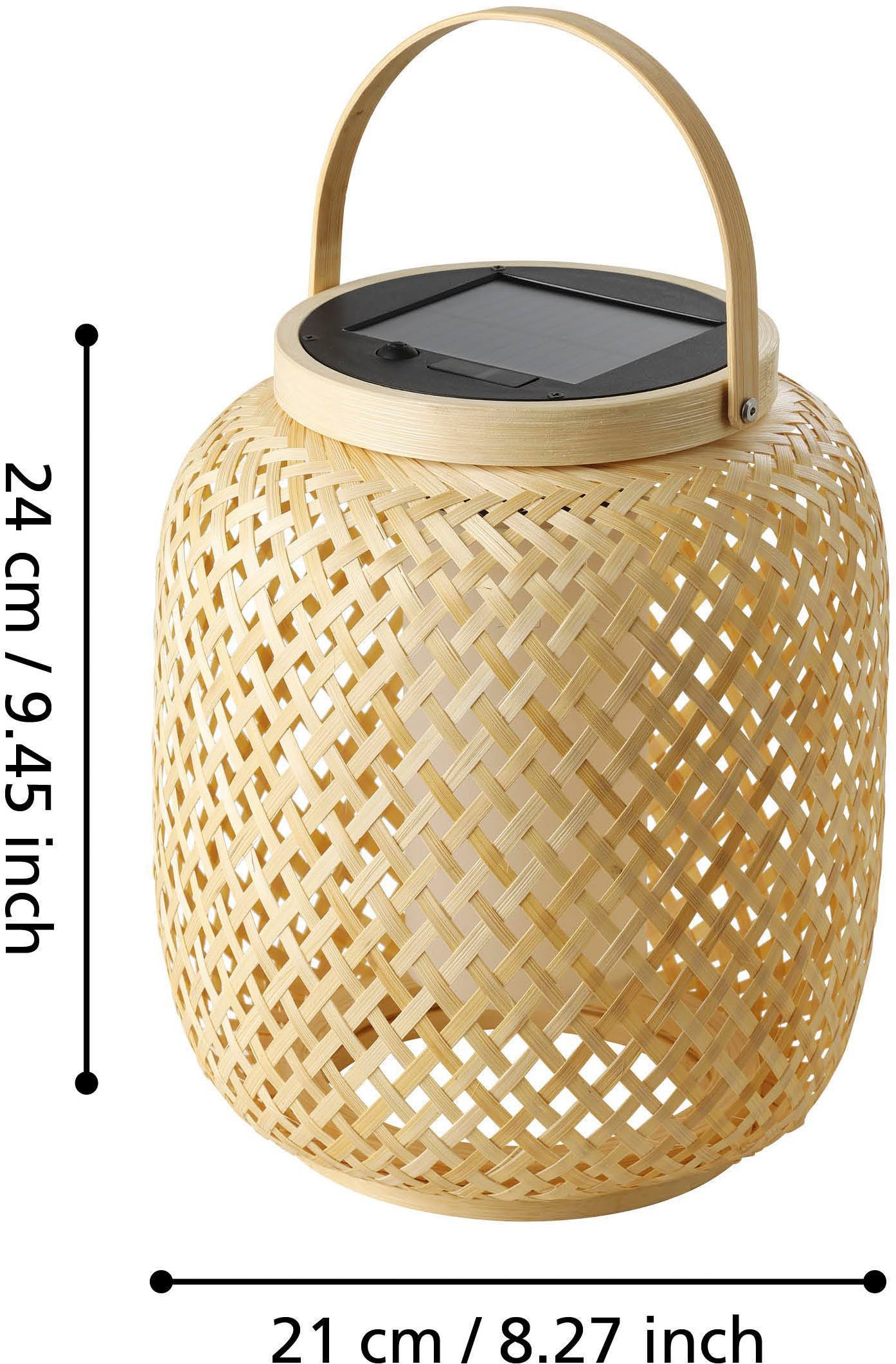 EGLO Tischleuchte »Marliano Tischlampe, Solarlampe Boho, Windlicht, Rattan, IP44, Lampe« LED-Modul 1 Stk. Neutralweiß
