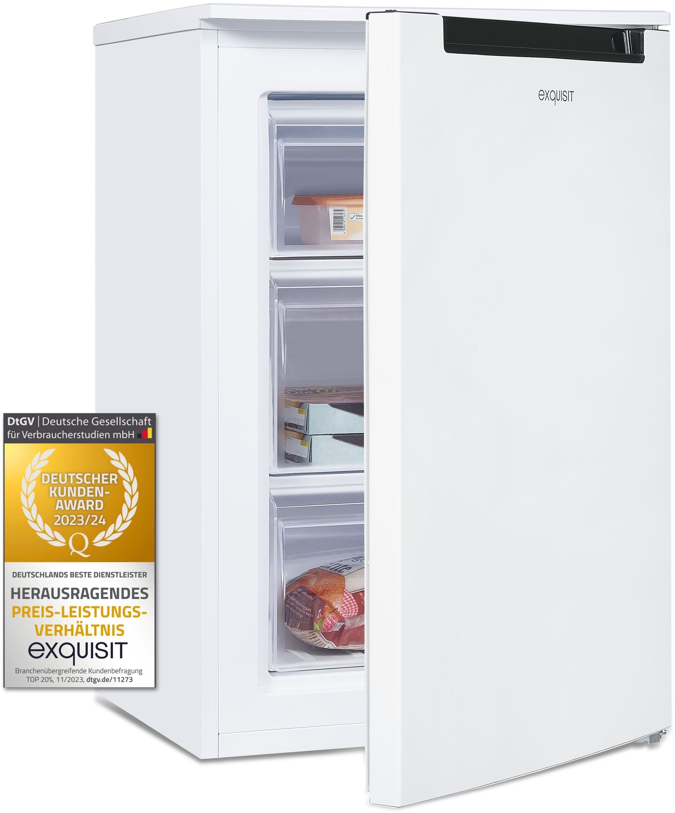 exquisit Gefrierschrank »GS81-040C weiss«, 85,5 cm hoch, 54,5 cm breit, energiesparend in Energieefizienz C, 87 Liter Nutzinhalt, 4 Sterne