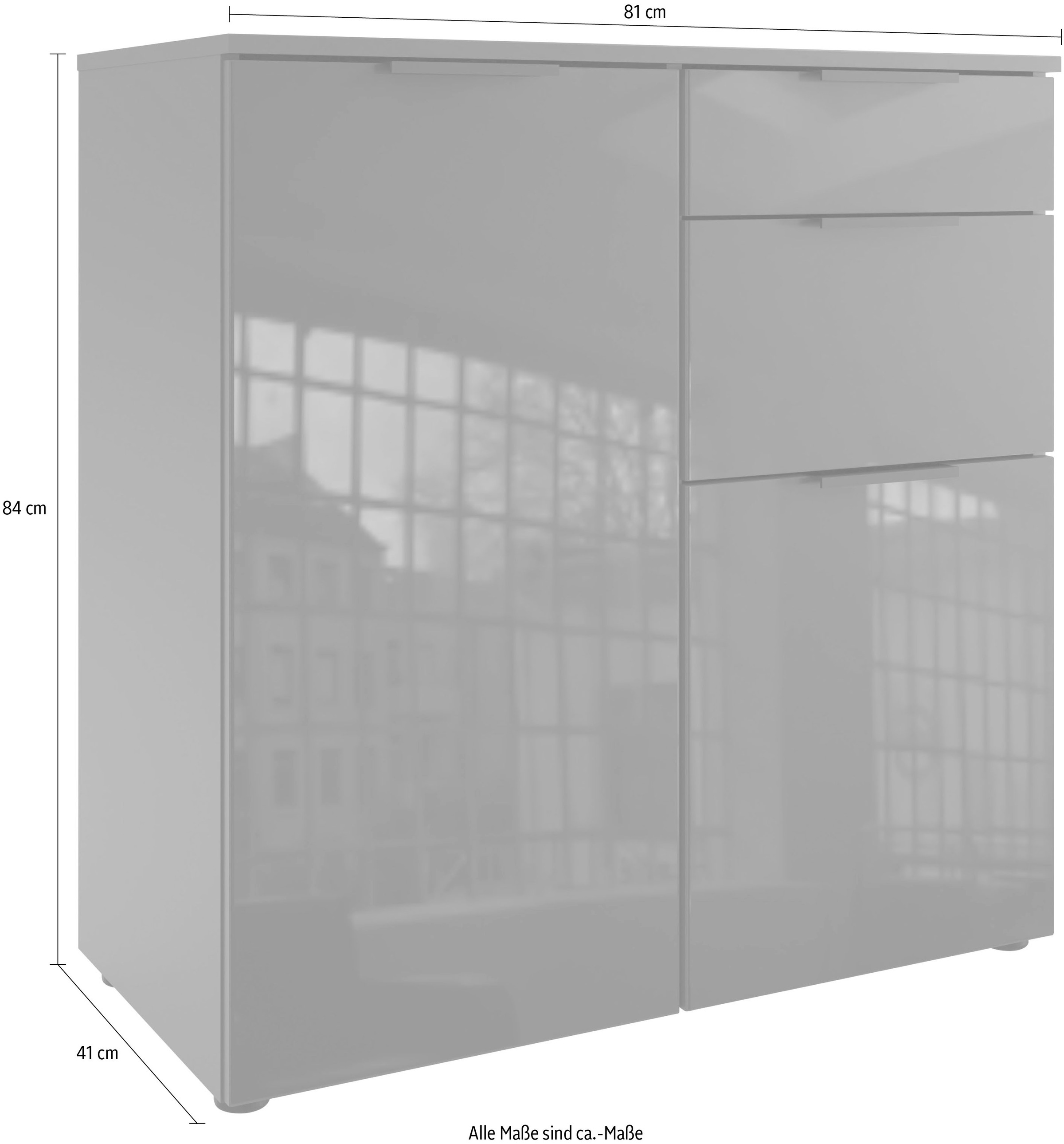 Wimex Kombikommode »Level36 C by fresh to go«, mit Glaselementen auf der Front, soft-close Funktion, 81cm breit