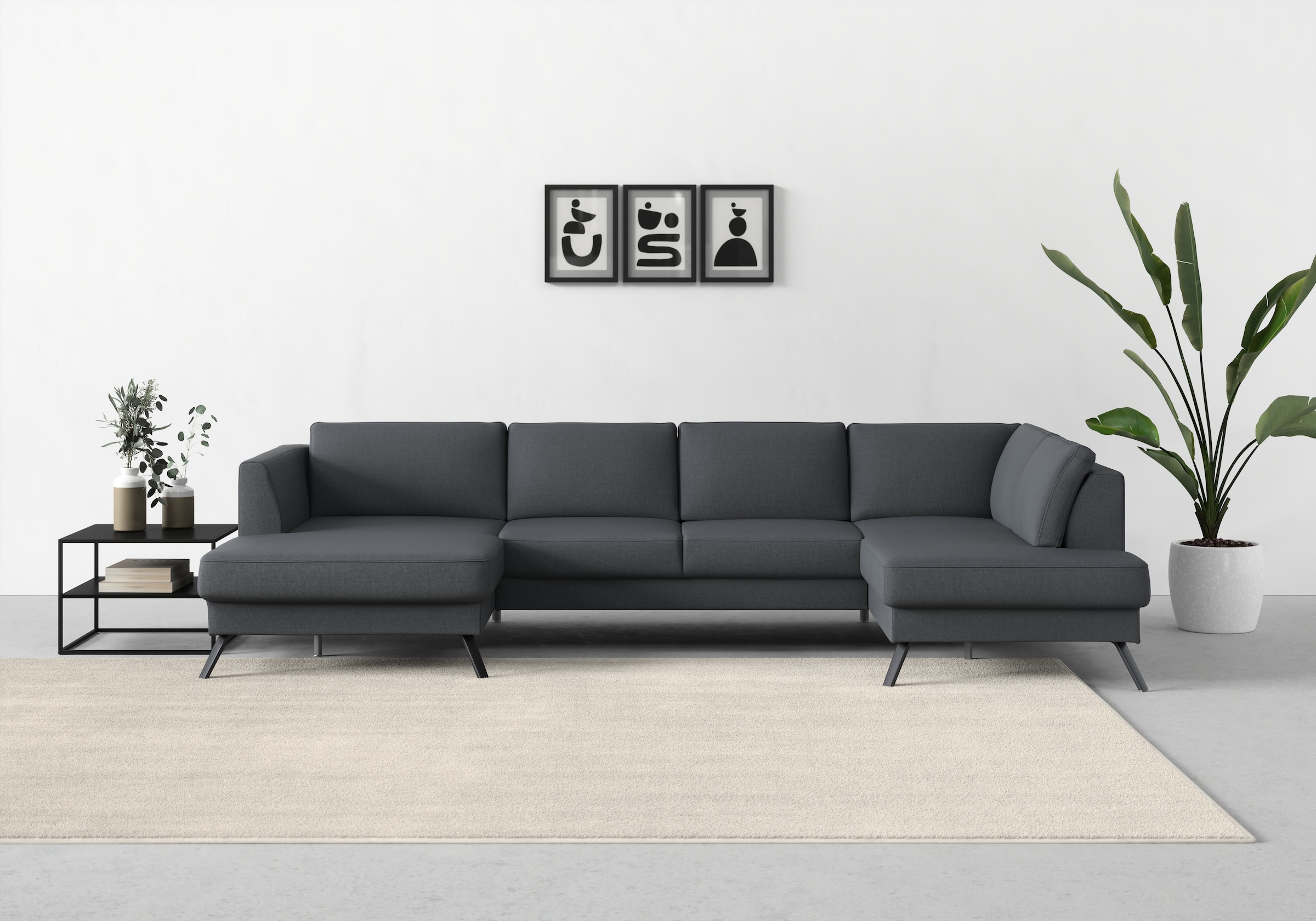 sit&more Wohnlandschaft »Lindholm U-Form«, mit Sitztiefenverstellung und Federkern
