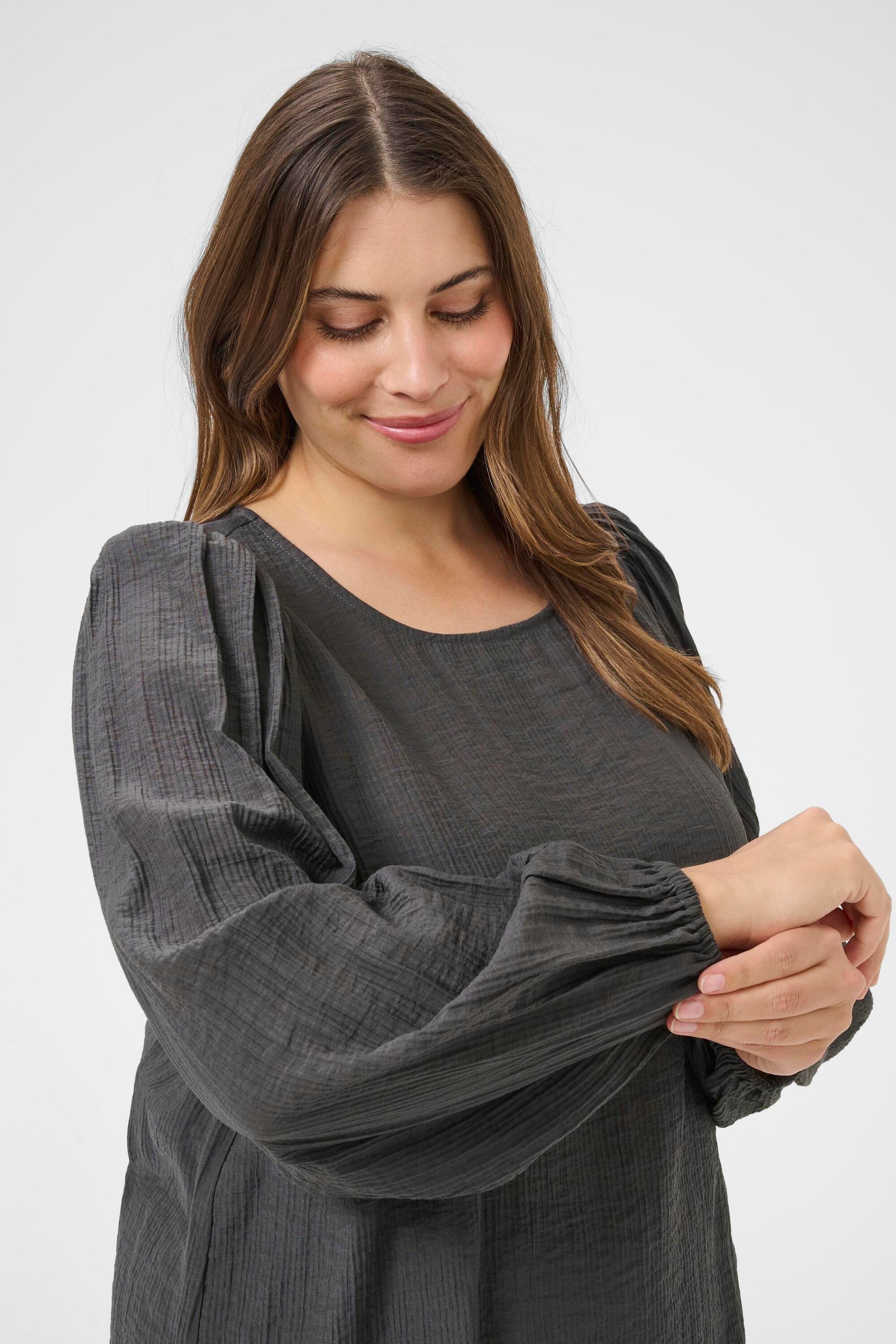 KAFFE Curve Langarmbluse »Damen Bluse langarm KCviva«
