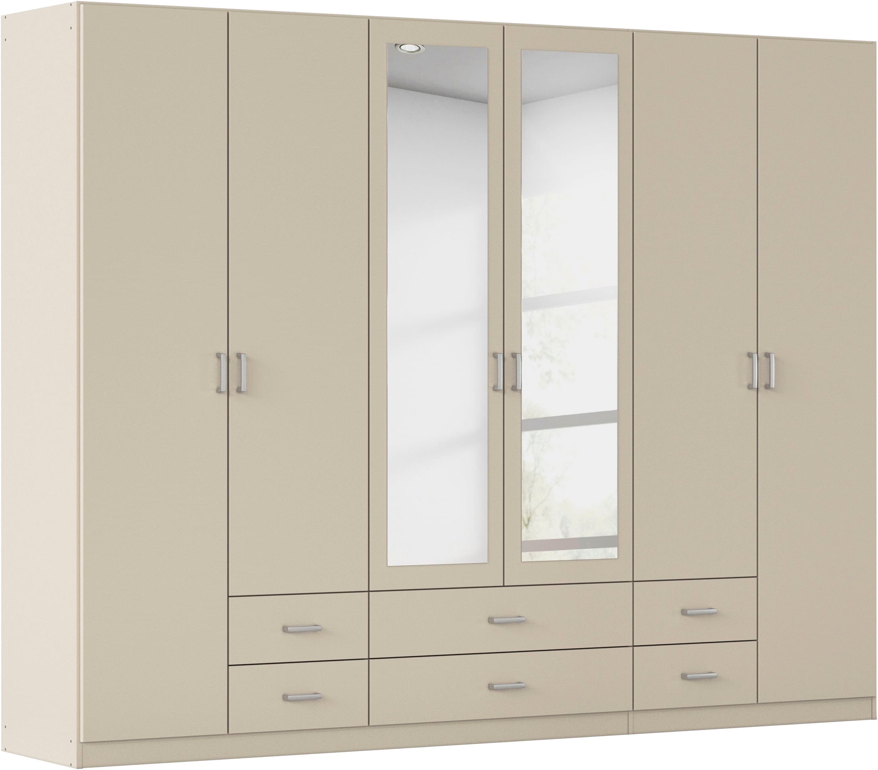 rauch Kleiderschrank "Schrank Garderobe Ankleide GAMMA Breiten 91/136/181/226/271/315/360 cm" in 3 Ausstattungen BASIC/CLASSIC/PREMIUM (inkl. SOFT-CLOSE-Funktion), verschiedene Griff-Varianten, mit Spiegel TOPSELLER MADE IN GERMANY