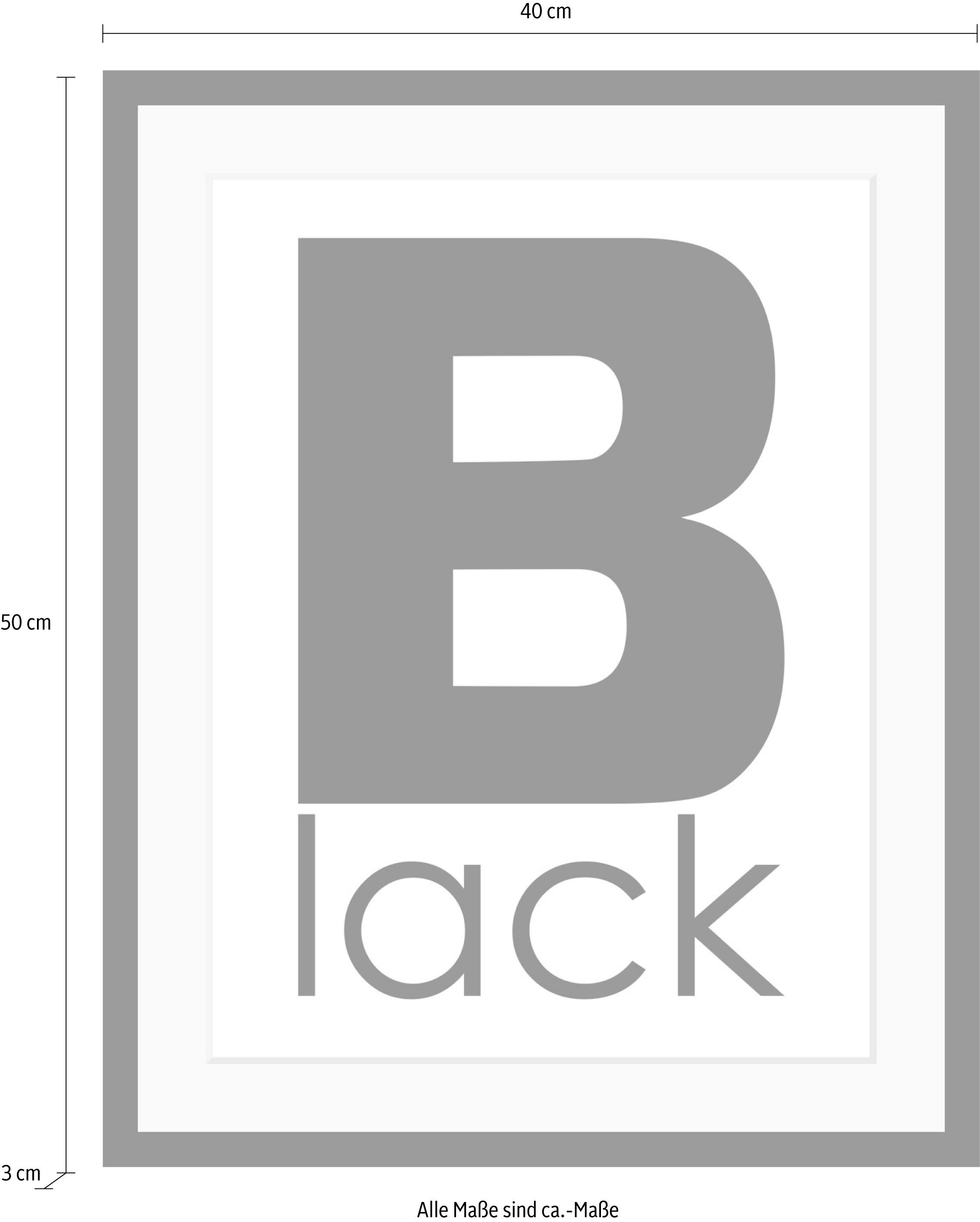 queence Bild »Black«, Schwarz-Weiß-Buchstaben-B, HD Premium Poster-Druck inkl. Holzrahmen