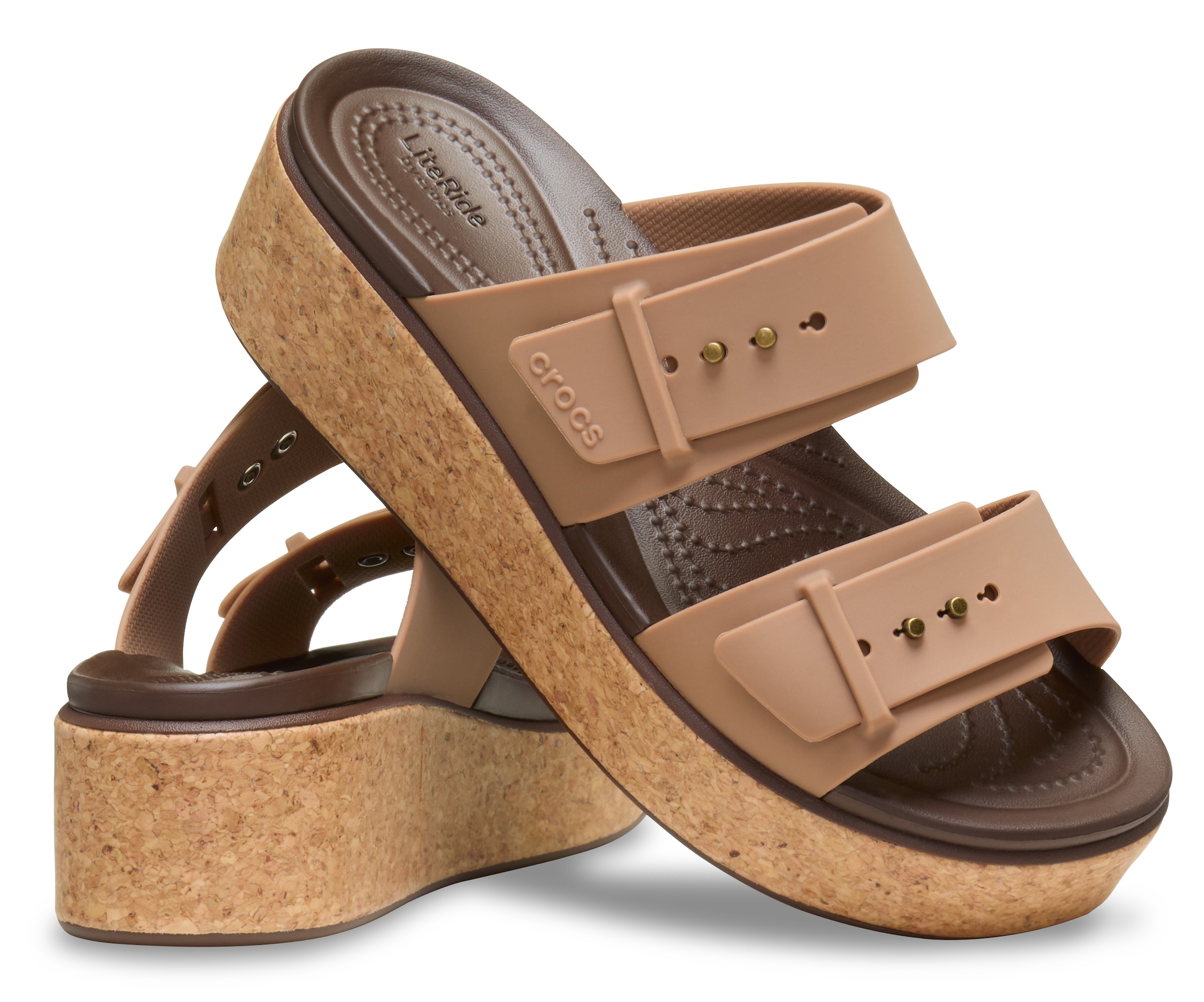 Crocs Keilpantolette »Brooklyn Cork Buckle«, Keilsandale, Plateausandale mit LiteRide™ Schaumfußbett