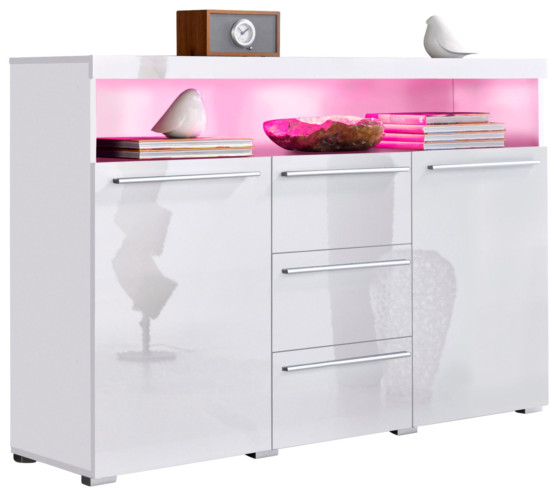 INOSIGN Sideboard »India,Breite 132cm stilvolle Anrichte mit 2Türen, 3 Schubladen«, Kommode viel Stauraum, Einlegeböden verstellbar,ohne Beleuchtung