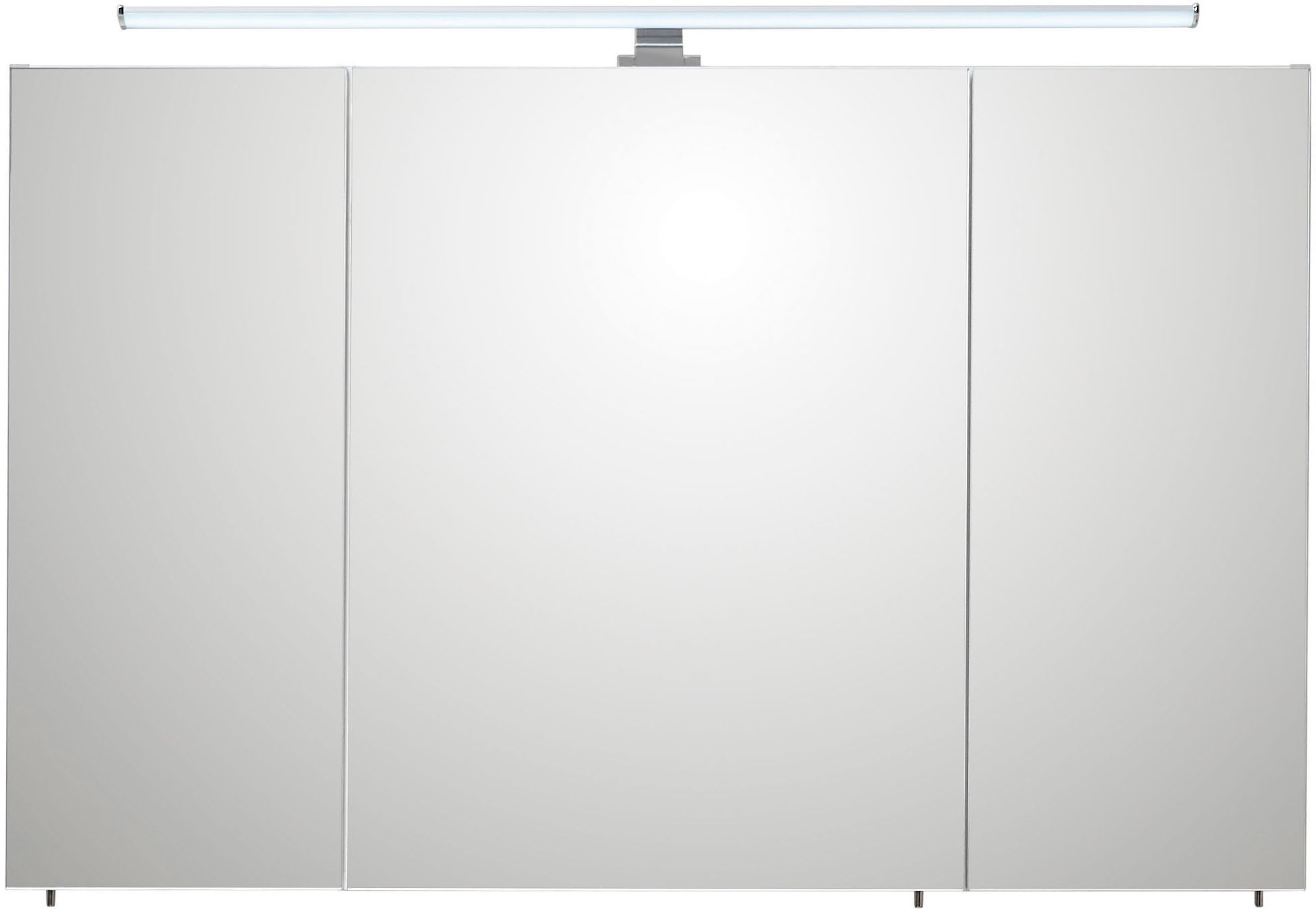 Saphir Badmöbel-Set »Quickset 936 4-teilig, Mineralmarmor-Waschtisch und LED-Spiegelschrank«, (Set, 4 St.), 2 Hochschränke, Eiche Weiß quer Nachbildung, inkl. Türdämpfer, 9 Türen