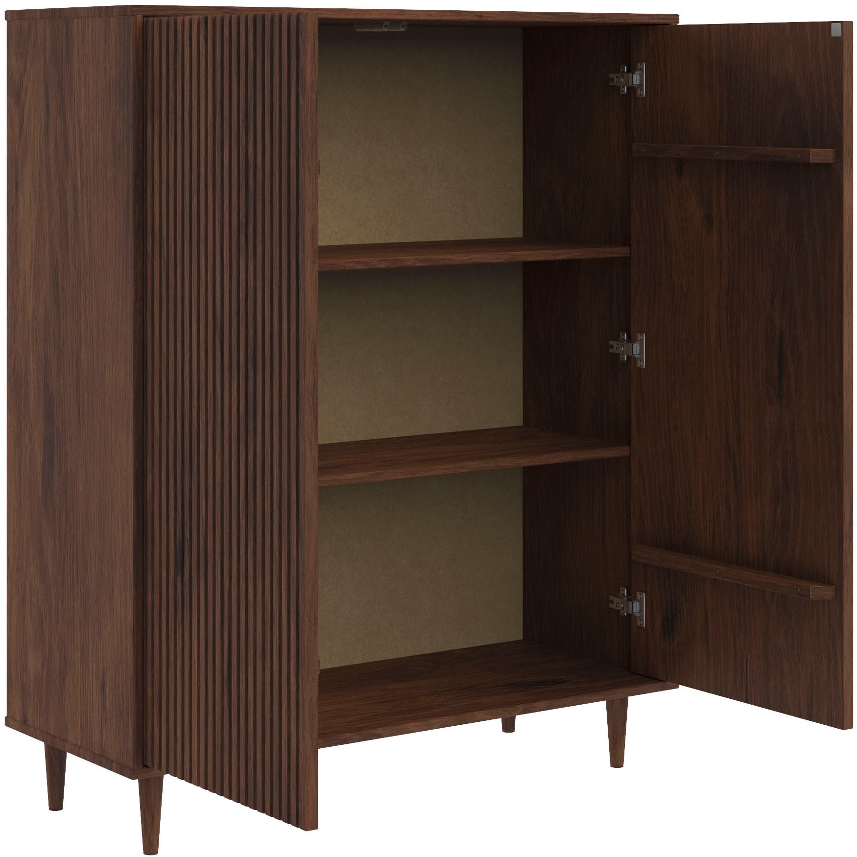 INOSIGN Highboard »Malmedy Front mit gefrästen Rillen«, Kommode Midischrank aus massivem Kiefernholz, Push-to-open, B 100 cm