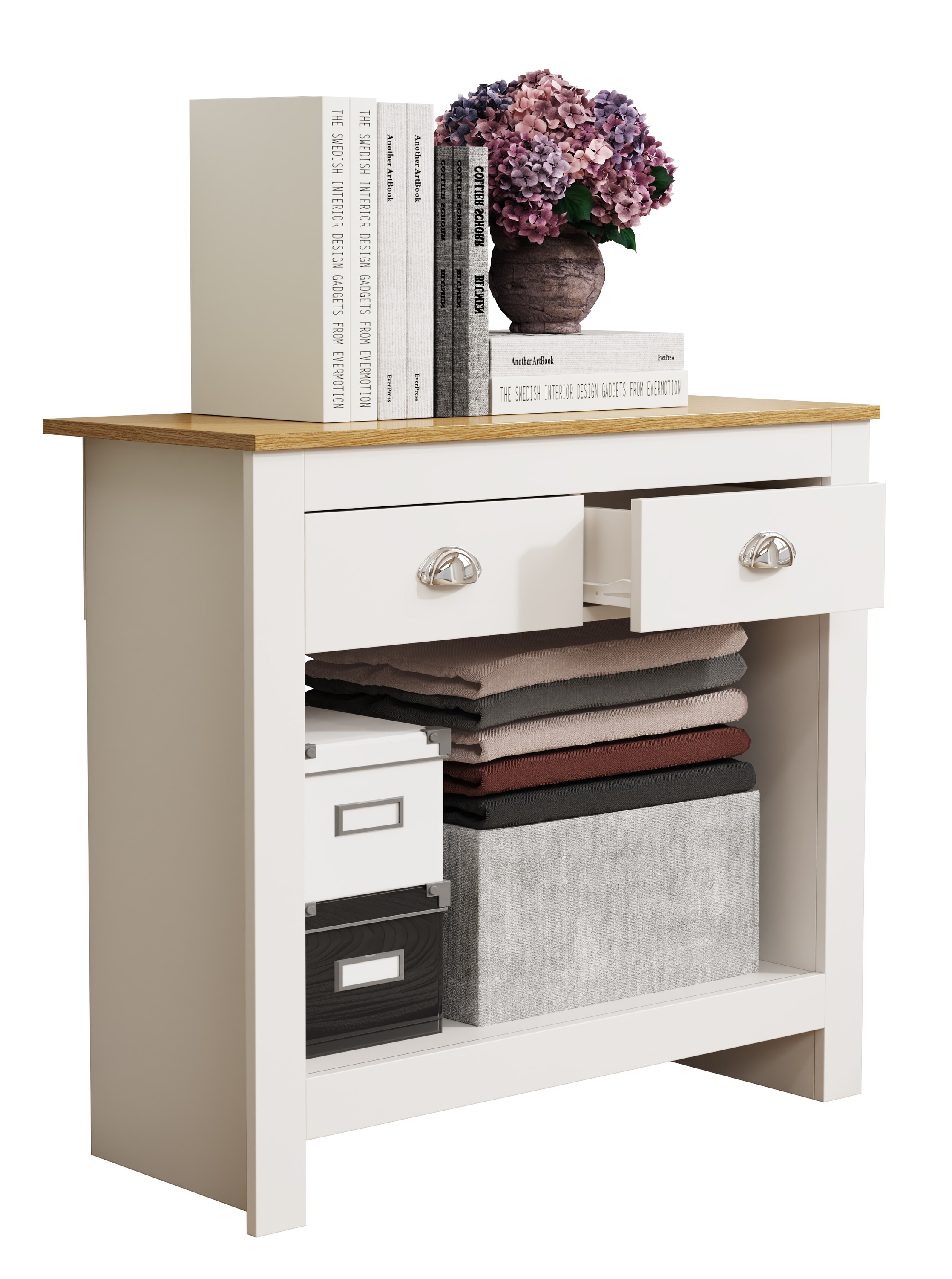 Kommode VCM, B:85cm T:35cmweiß, Sideboards, "Holz Kommode Sideboard Schublade BalusaS"