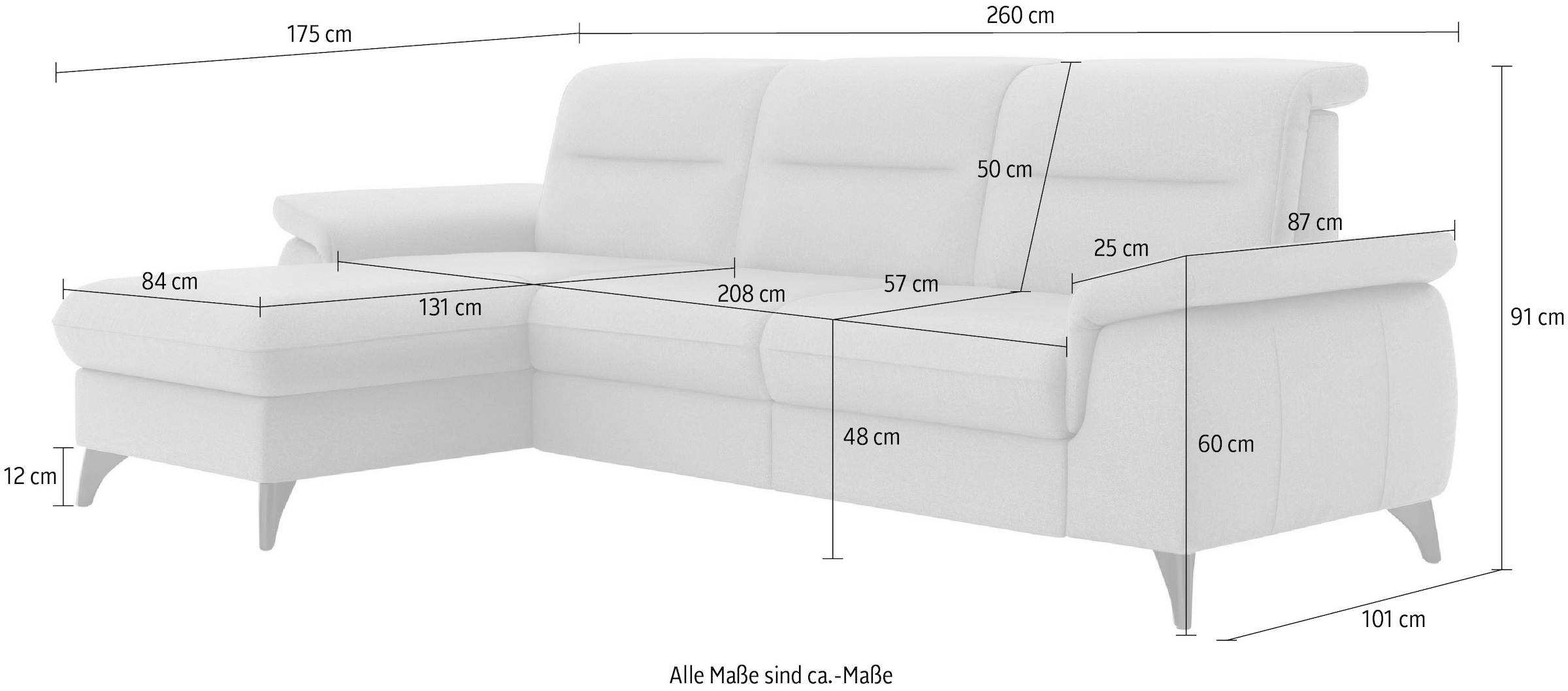 sit&more Ecksofa »Astoria L-Form« wahlweise mit motorischer Relaxfunktion