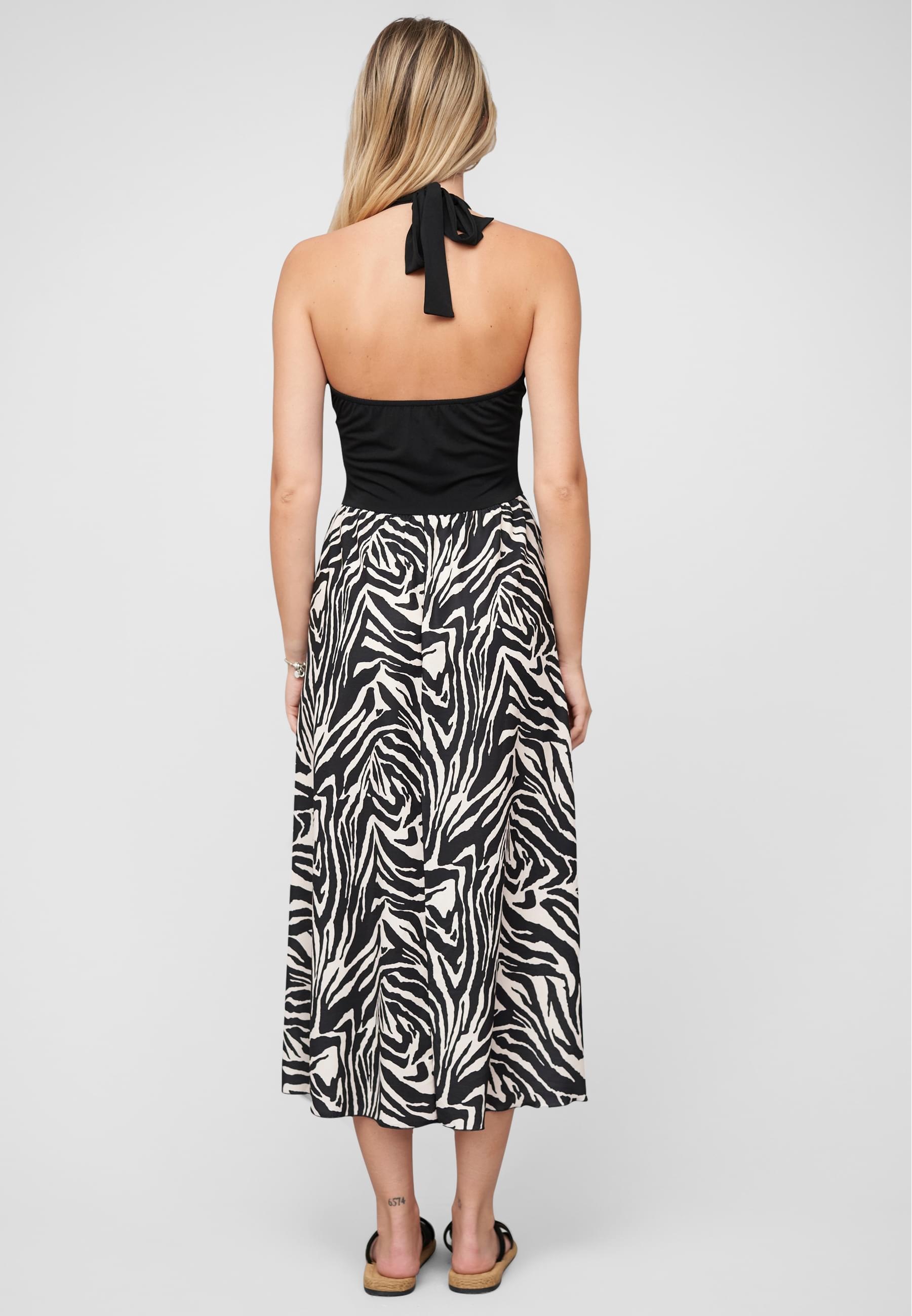 CLOUD 5IVE Shirtkleid »CLOUD 5IVE Maxi Neckholder-Dress with zebra print« 1 Stk. tlg.