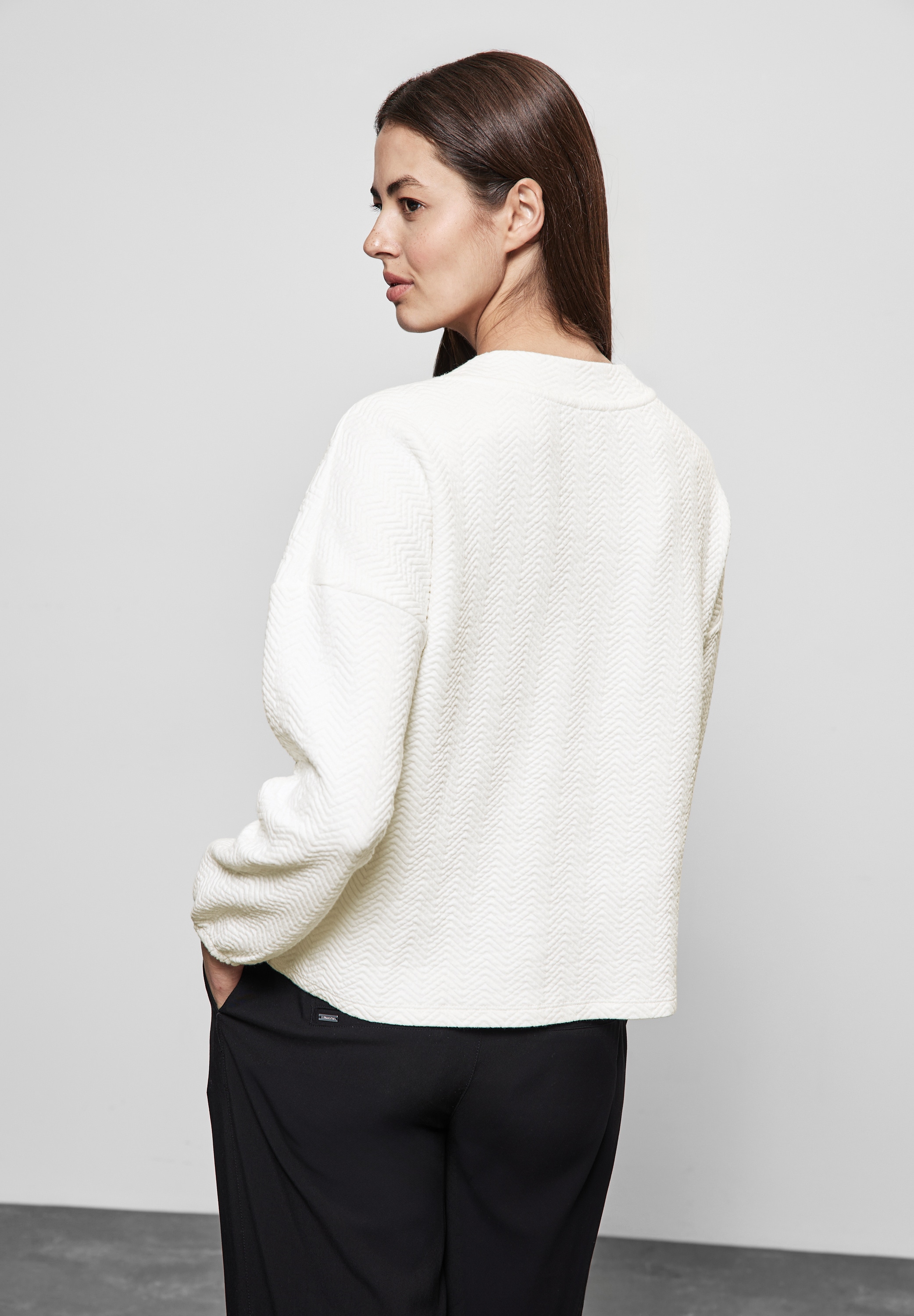 STREET ONE Langarmshirt, mit Materialmix